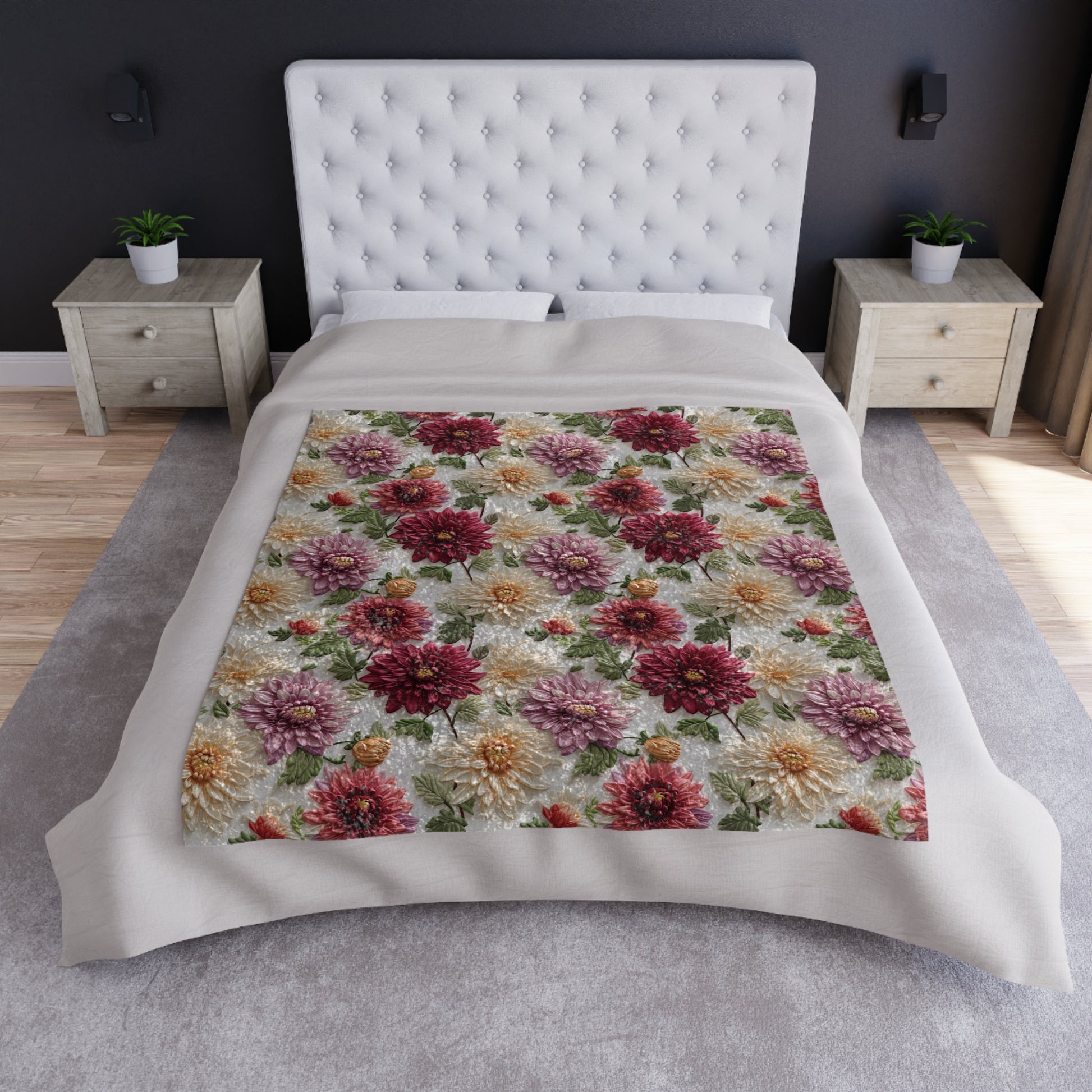 Fall Luxurious Crushed Velvet Blanket Beautiful Fall Floral Design, Ultra-Soft and Cozy, Perfect for Autumn Home Decor, 50"x60" Throw for Beds and Sofas - MRSBYVALLE