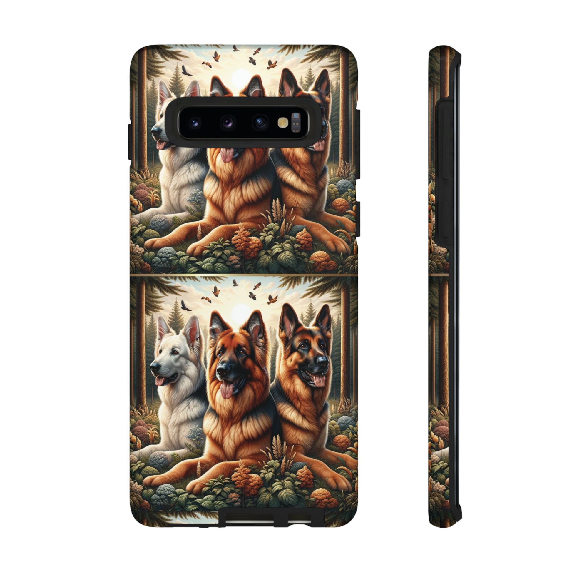 German Shepherd Phone Tough Case Floral Elegant Durable Dog Lover Devices iPhone 15, Samsung iPhone Samsung Accessory Gift for Her.
