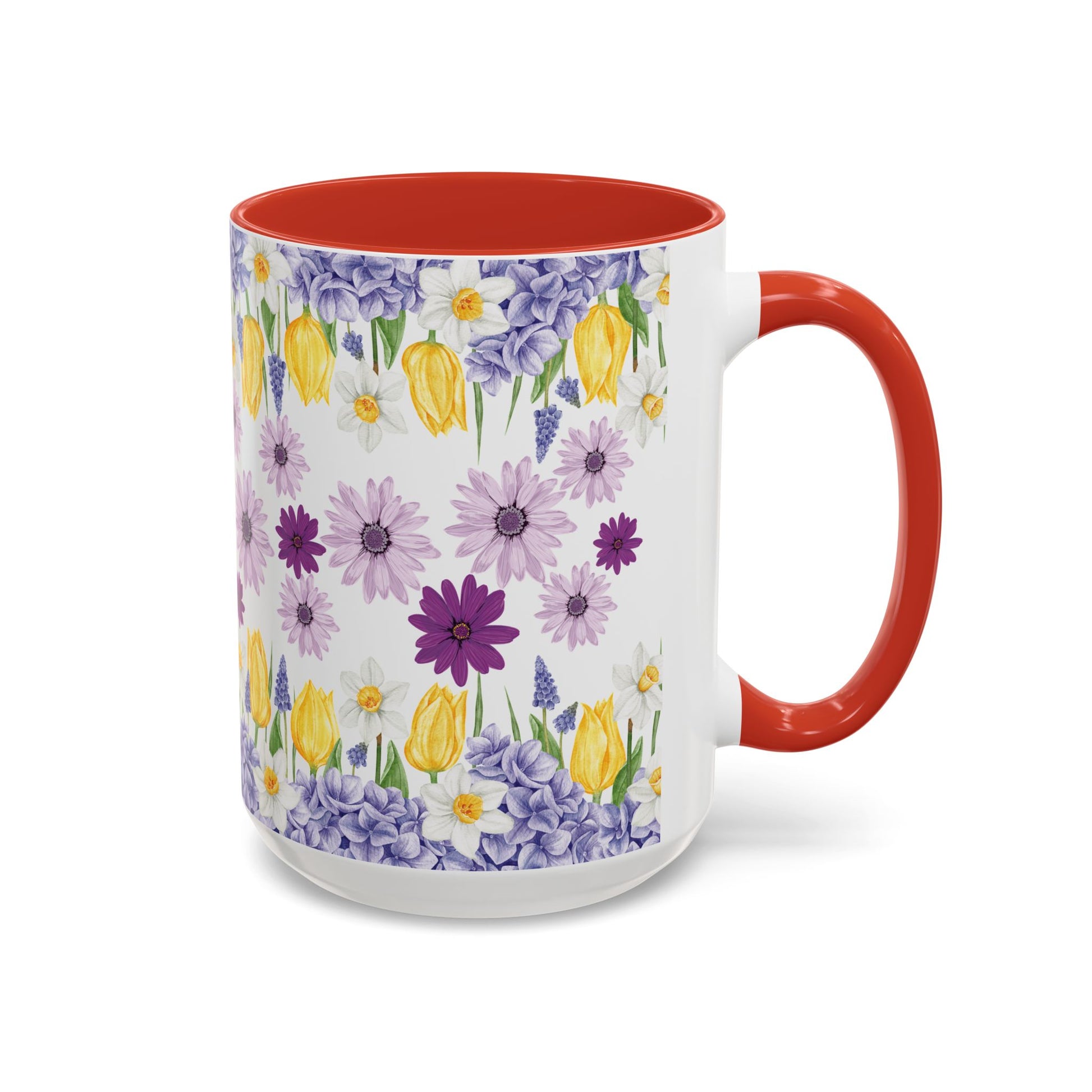 Botanical Floral Mug  Lavender & Yellow Flowers, Ceramic 11oz & 15oz Cup, Ideal Gift for Coffee Lovers, Mother's Day, or Cozy Spring Mornings