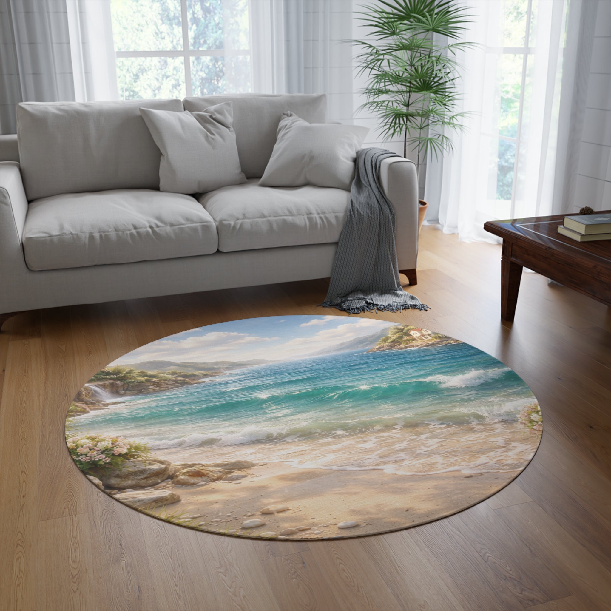 Round Rug — Radiant Bloom Pink & Yellow Floral