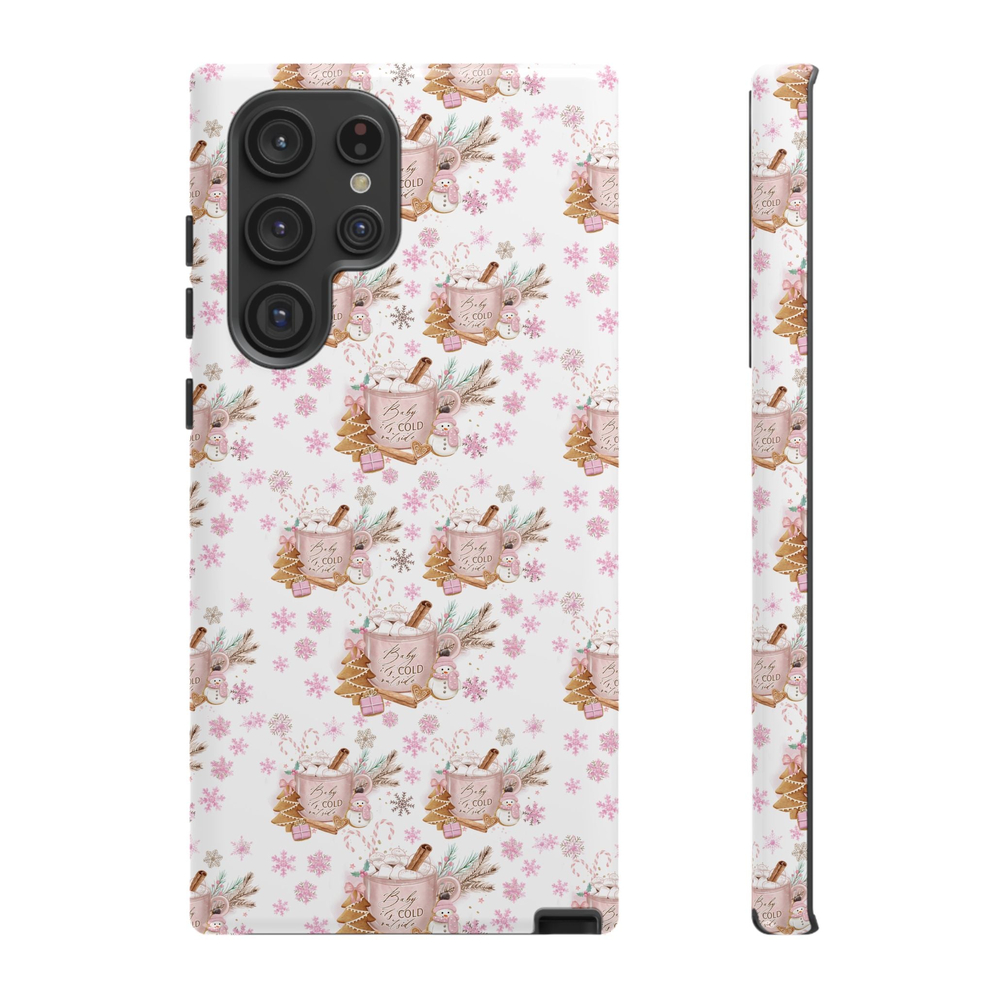 Baby it's Cold Outside Pink and White Phone Case Unique Holiday Protection for Your Device | Stylish & Durable Cover Gift for Her Phone 15, Samsung iPhone Samsung Accessory Gift for Her