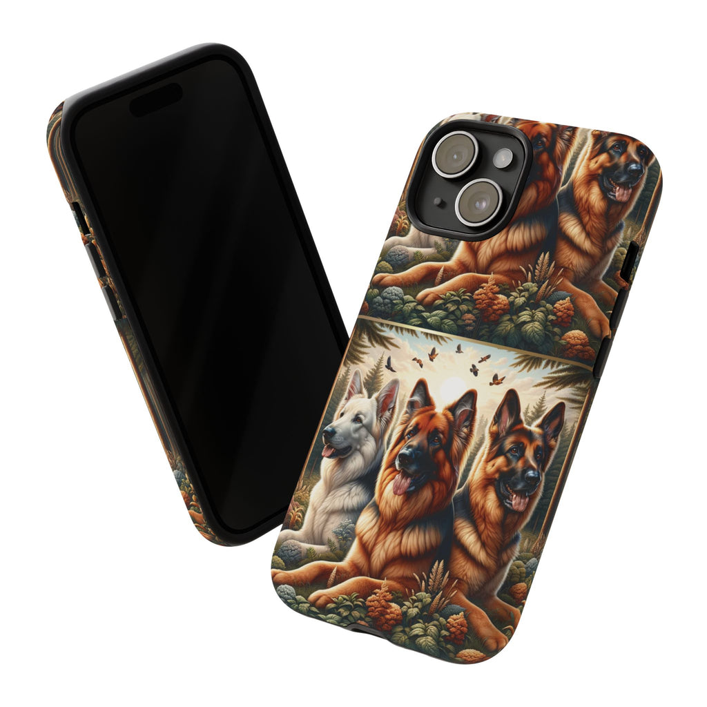 German Shepherd Phone Tough Case Floral Elegant Durable Dog Lover Devices iPhone 15, Samsung iPhone Samsung Accessory Gift for Her
