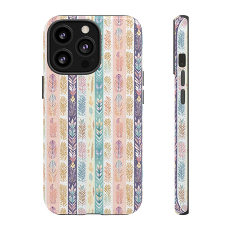 Boho Pastel Feathers Modern Watercolor Abstract Phone Case Compatible with iPhone, Samsung & More - Stylish, Durable Protection with Vibrant Artistic Design Perfect Gift for Her
