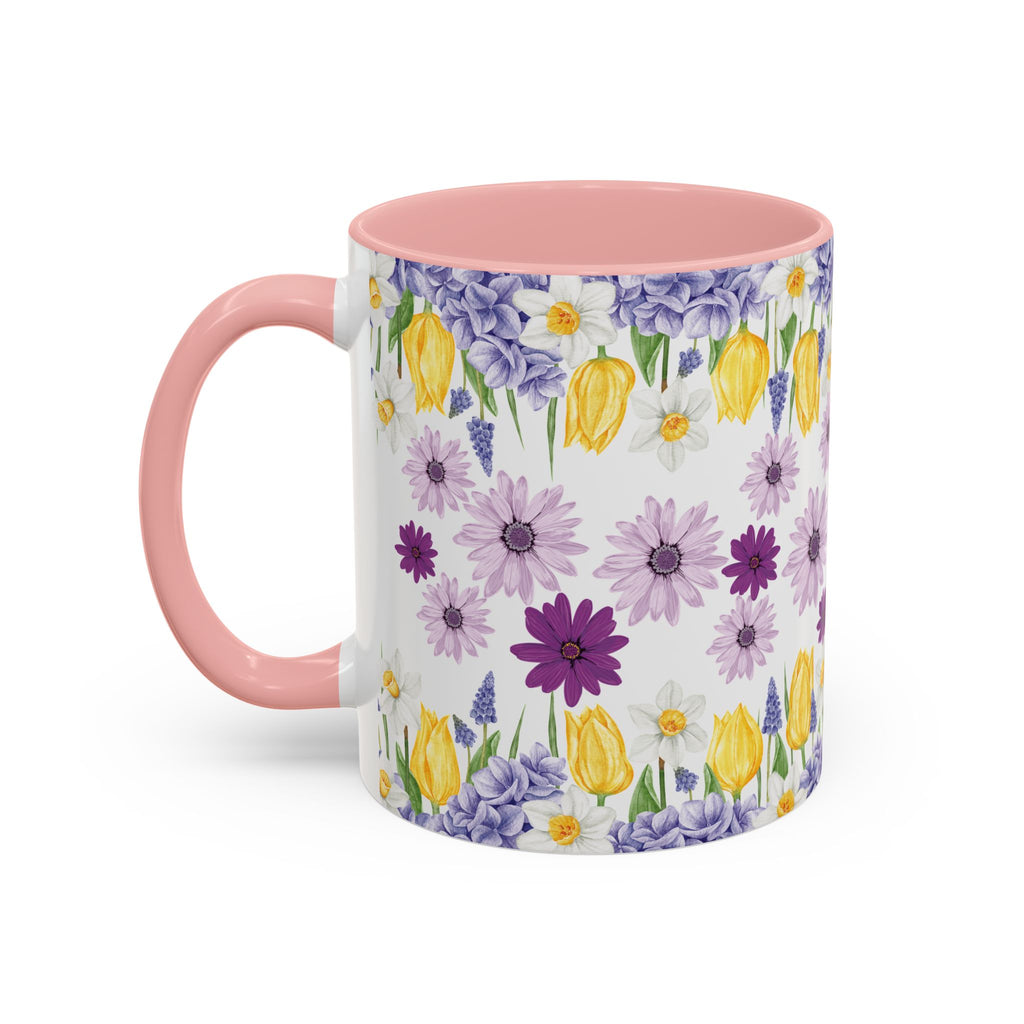 Botanical Floral Mug  Lavender & Yellow Flowers, Ceramic 11oz & 15oz Cup, Ideal Gift for Coffee Lovers, Mother's Day, or Cozy Spring Mornings