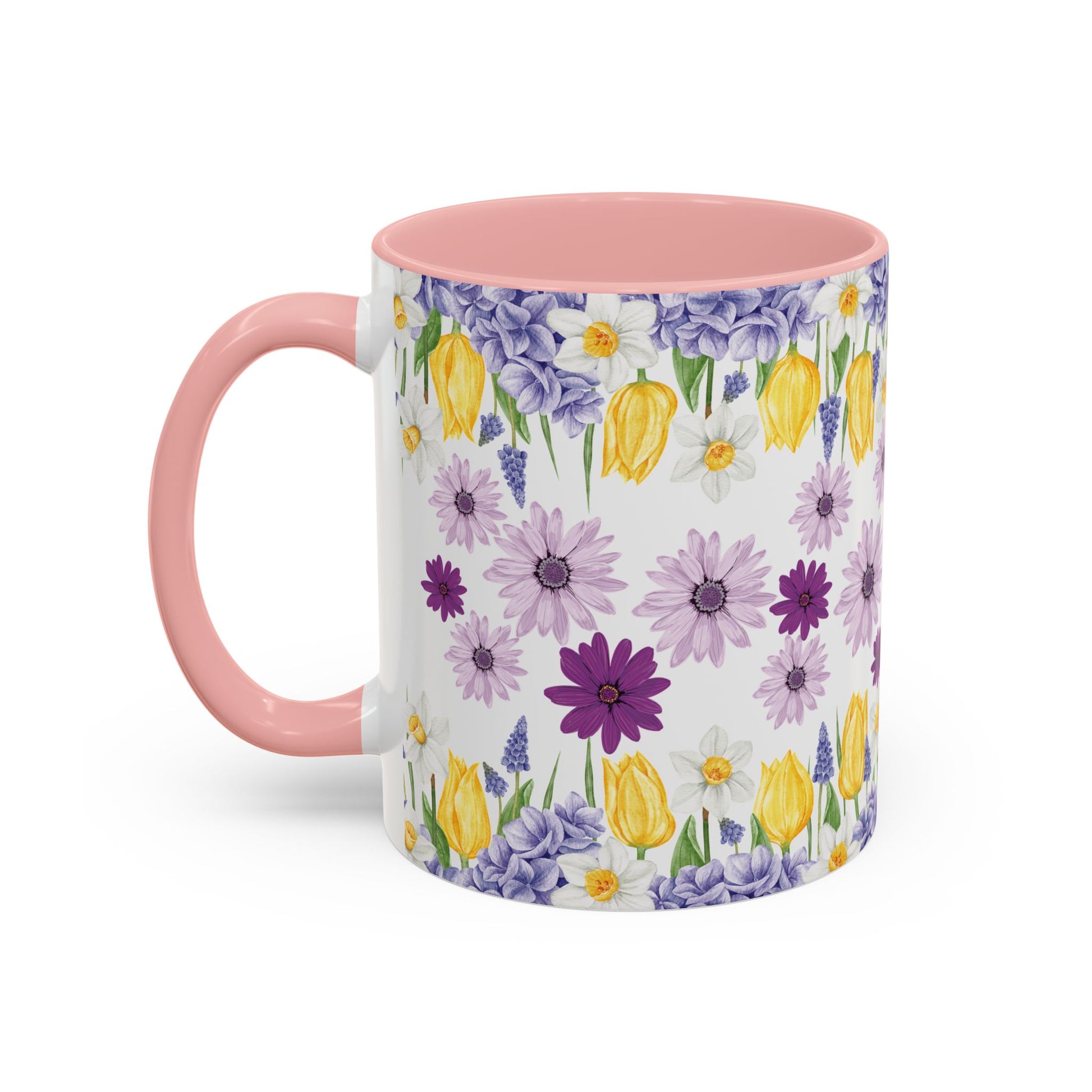 Botanical Floral Mug  Lavender & Yellow Flowers, Ceramic 11oz & 15oz Cup, Ideal Gift for Coffee Lovers, Mother's Day, or Cozy Spring Mornings