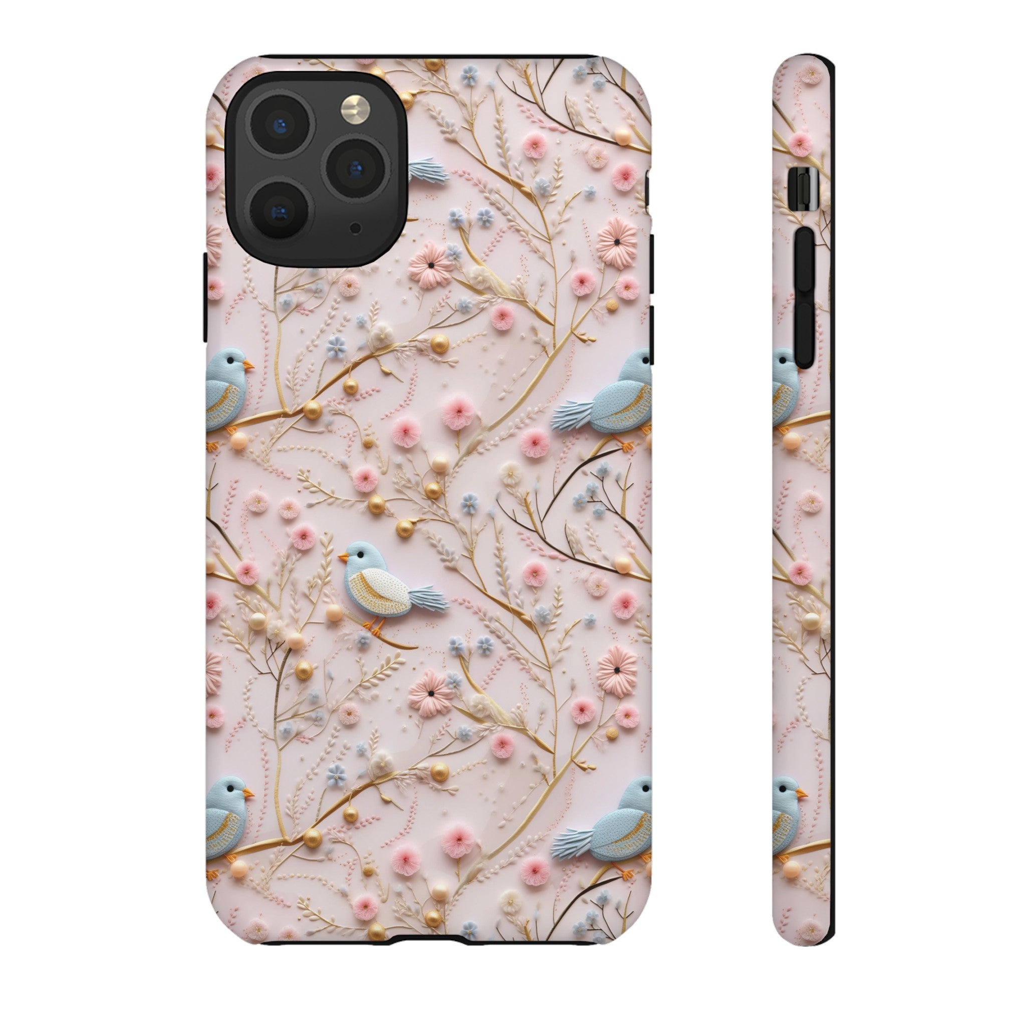 3D Birds Elegant Faux Flowers Phone Case Stylish & Durable for iPhone Samsung Gift iPhone 15, 14, 13 Samsung Pixel Gift for Mom Accessory Gift for Her