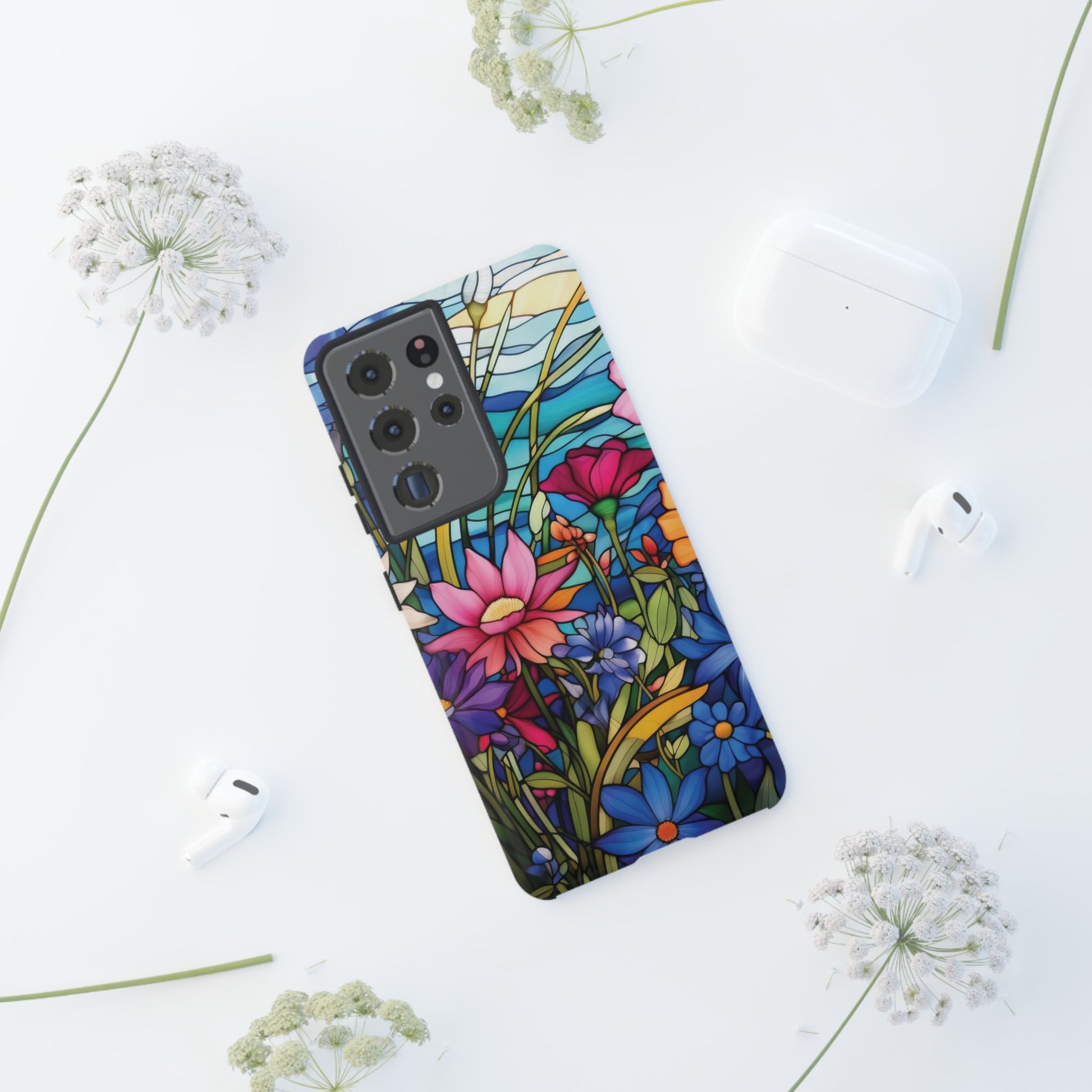 Wildflowers Stain Glass Illusion Phone Case Unique Holiday Protection for Your Device | Stylish & Durable Cover Gift for Her Phone 15, Samsung iPhone Samsung Accessory Gift for Her