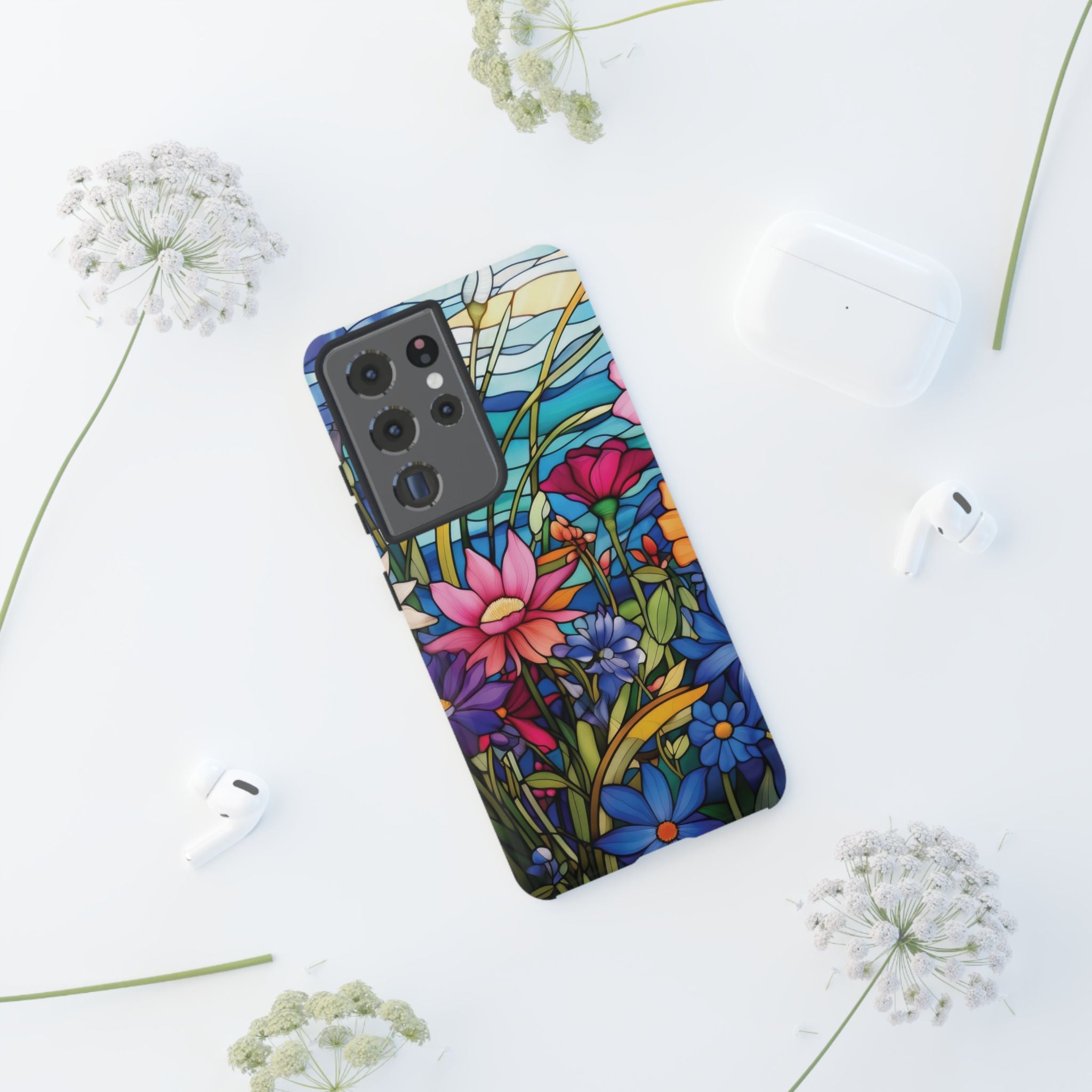 Wildflowers Stain Glass Illusion Phone Case Unique Holiday Protection for Your Device | Stylish & Durable Cover Gift for Her Phone 15, Samsung iPhone Samsung Accessory Gift for Her