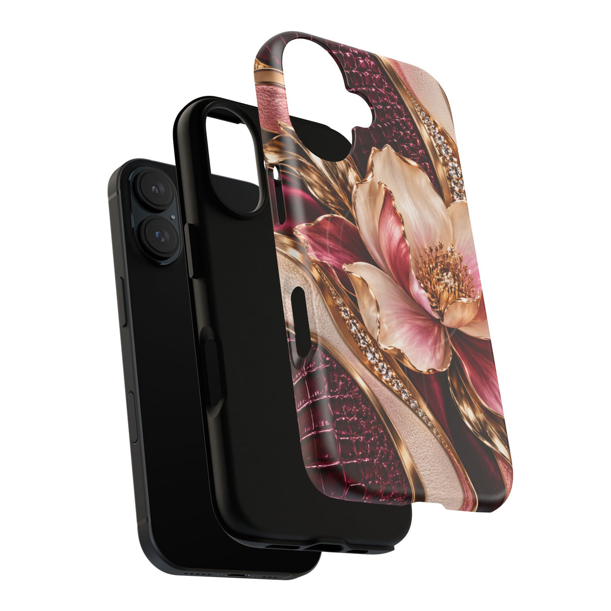 Magnetic Tough Phone Case — Vintage Rose Floral Armor