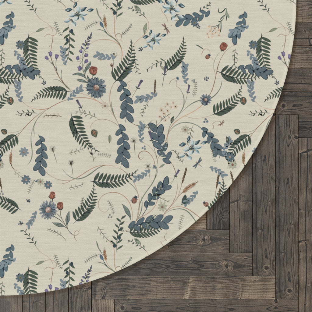 Tapis rond botanique floral — Tapis décoratif de bureau ou de chambre à coucher inspiré du jardin