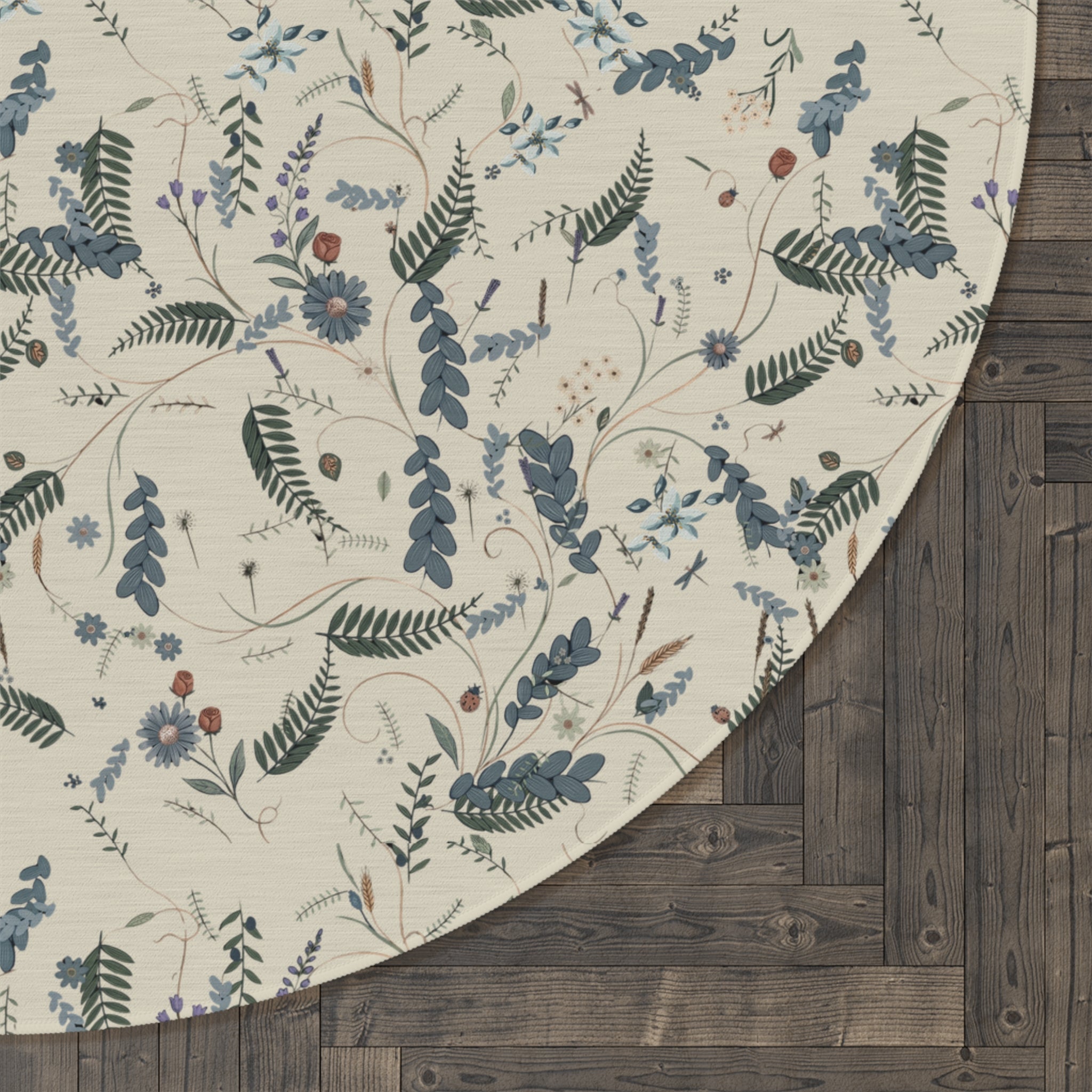 Botanical Floral Round Rug — Decorative Garden-Inspired Area Rug Office, Bedroom Rug