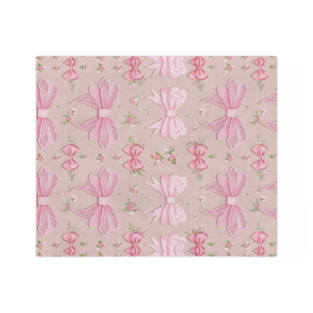 Pink Bows with Floral Minky Blanket Soft, Festive, and Perfect for Holiday Snuggles and Gifting Housewarming Gift Throw