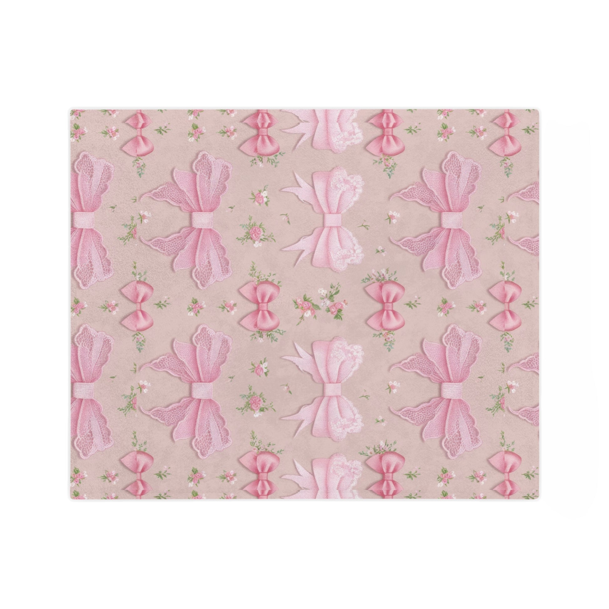 Pink Bows with Floral Minky Blanket Soft, Festive, and Perfect for Holiday Snuggles and Gifting Housewarming Gift Throw