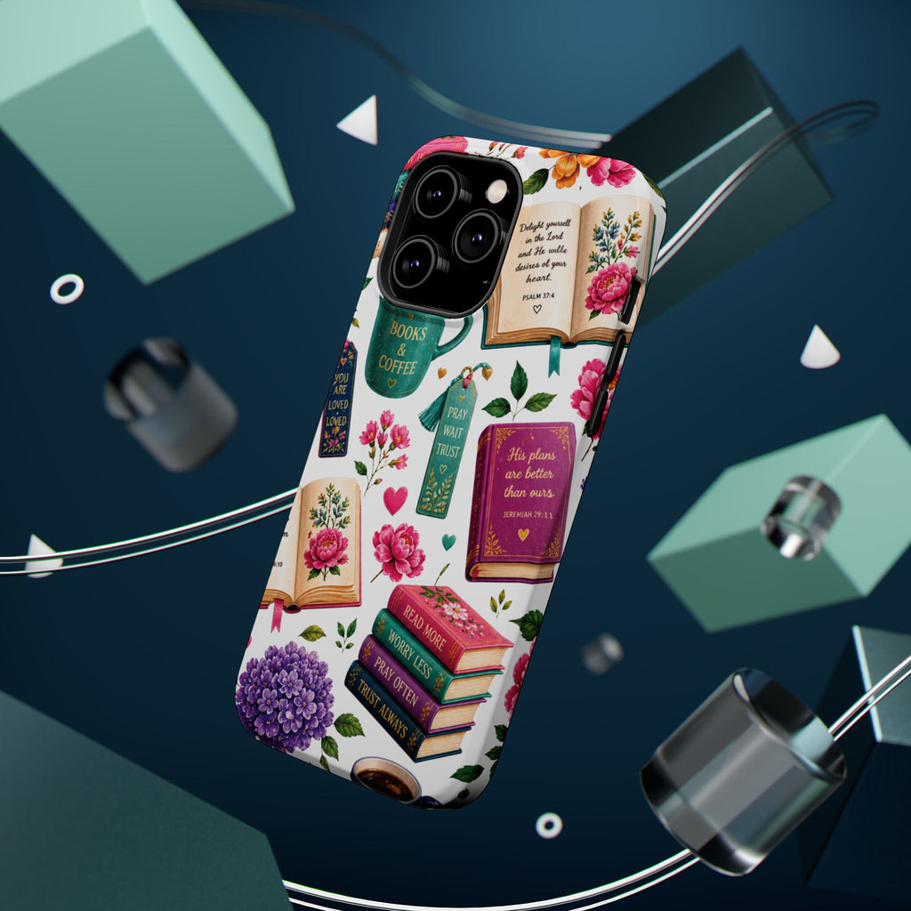 Christian Books & Coffee Phone Case — Magnetic Impact-Resistant Christian Gift