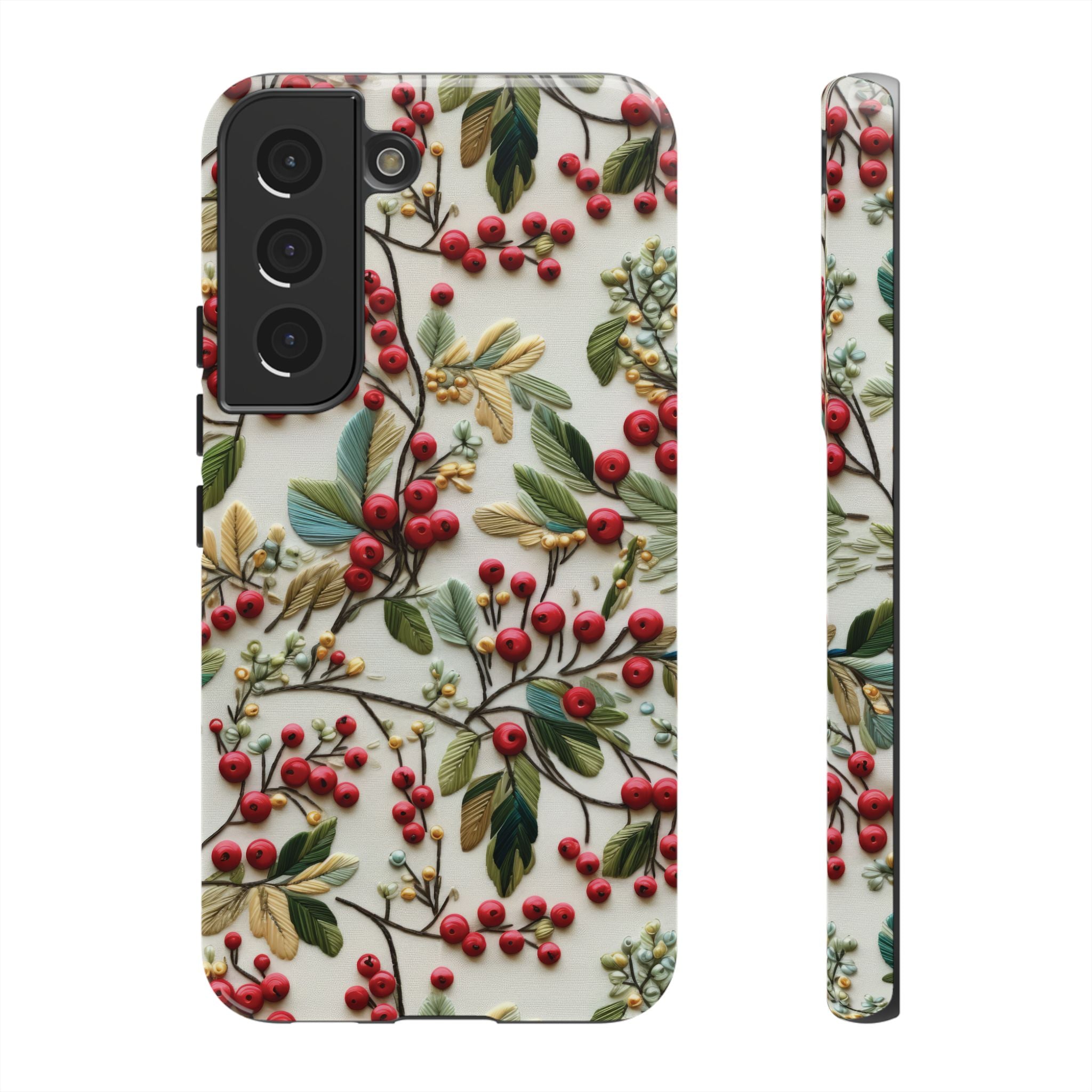 Holly Christmas Wildflowers Boho Chic Design Phone Case - Stylish, Protective Cover for All Models Gift for Mom Accessory Gift for Her