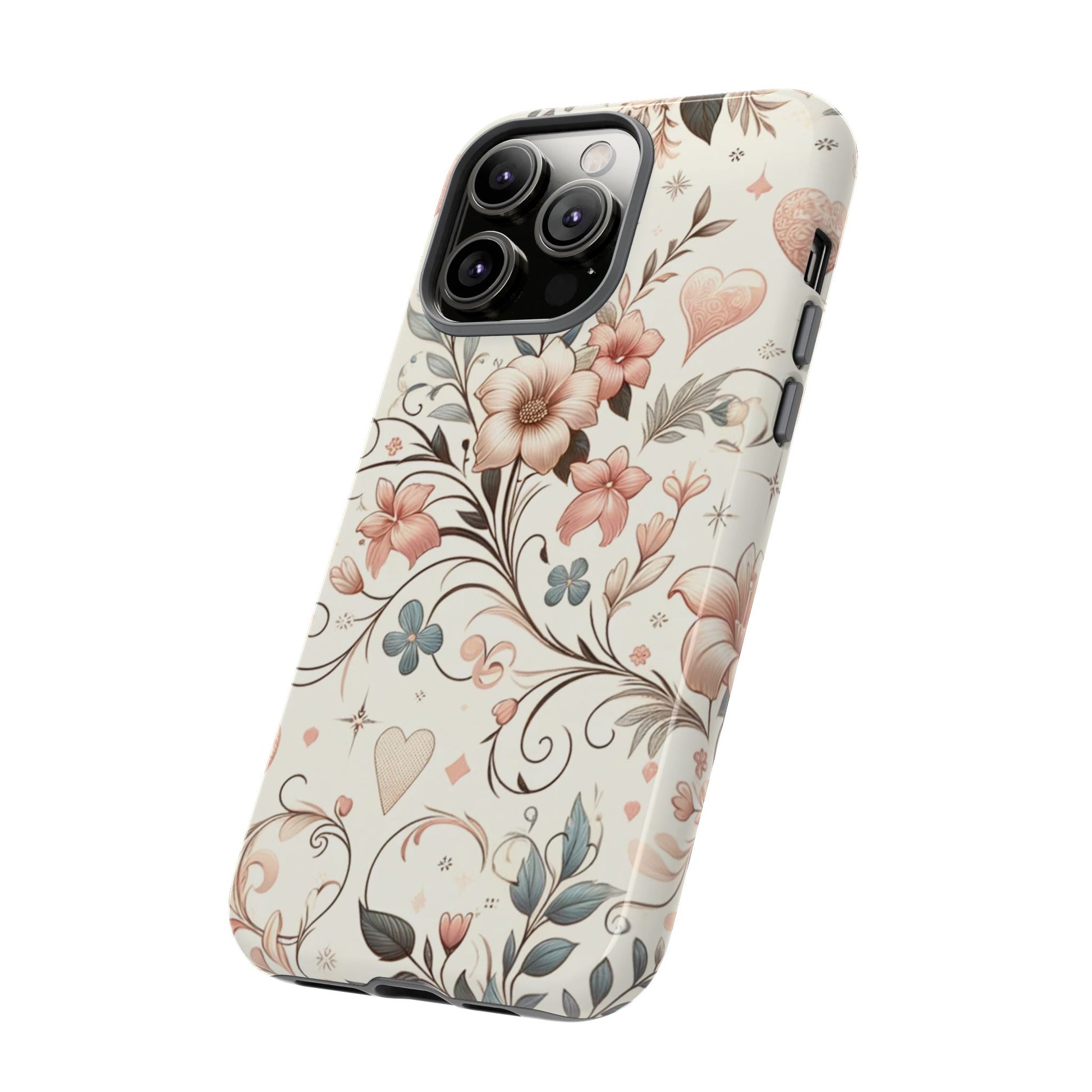 Floral Design Luxury Phone Tough Case Floral Elegant Durable Stylish for Modern Devices iPhone 17, 16 15, Samsung iPhone Samsung Accessory Gift for Her