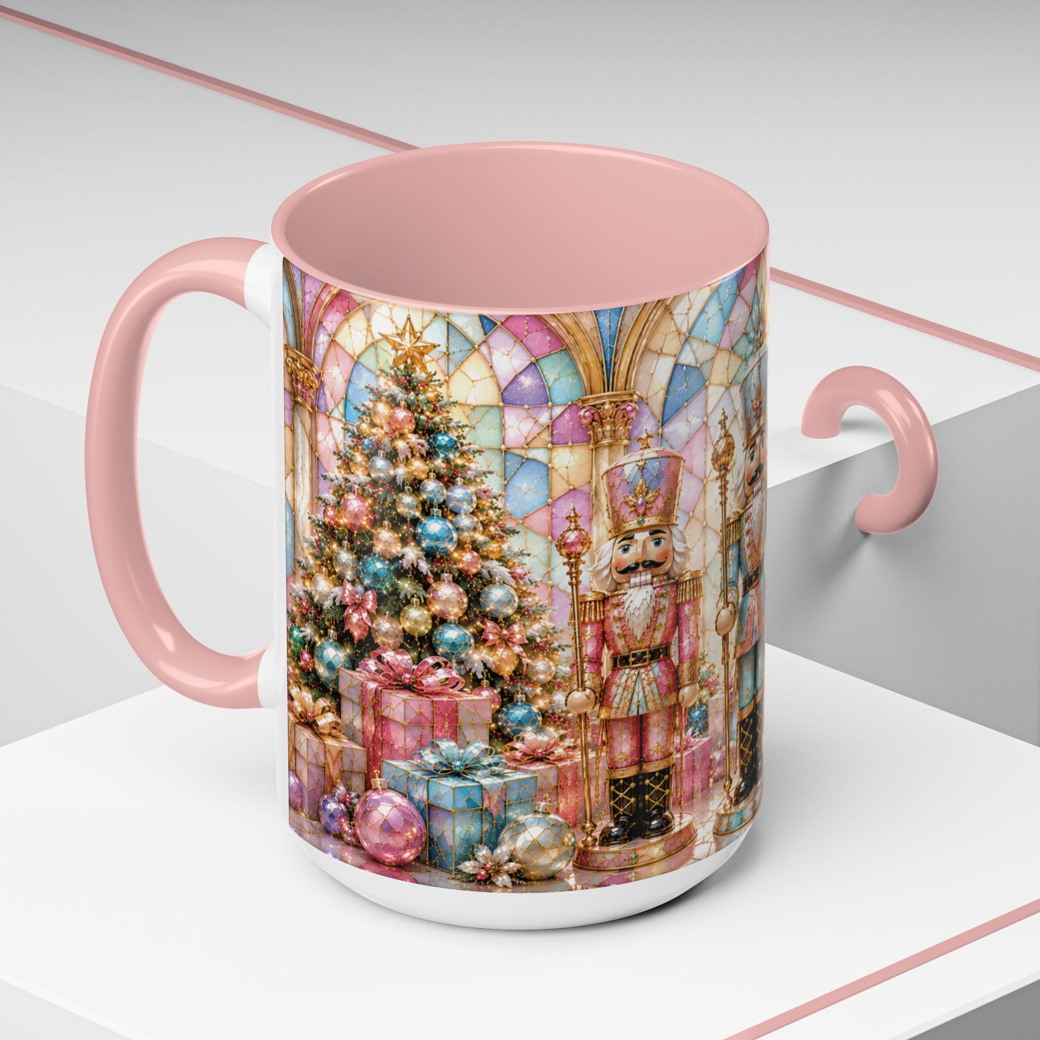 Nutcracker Christmas Coffee Mug – Festive Stained-Glass Holiday Accent Cup (11/15oz) Gift for Her
