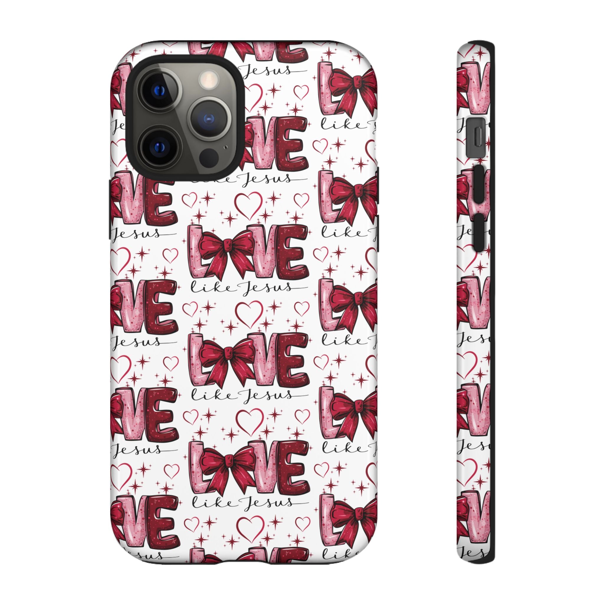 Love Like Jesus Red Bows and Hearts—Tough, Faithful Phone Cases & Religious iPhone Accessories: Protect Your Device & Show Your Faith