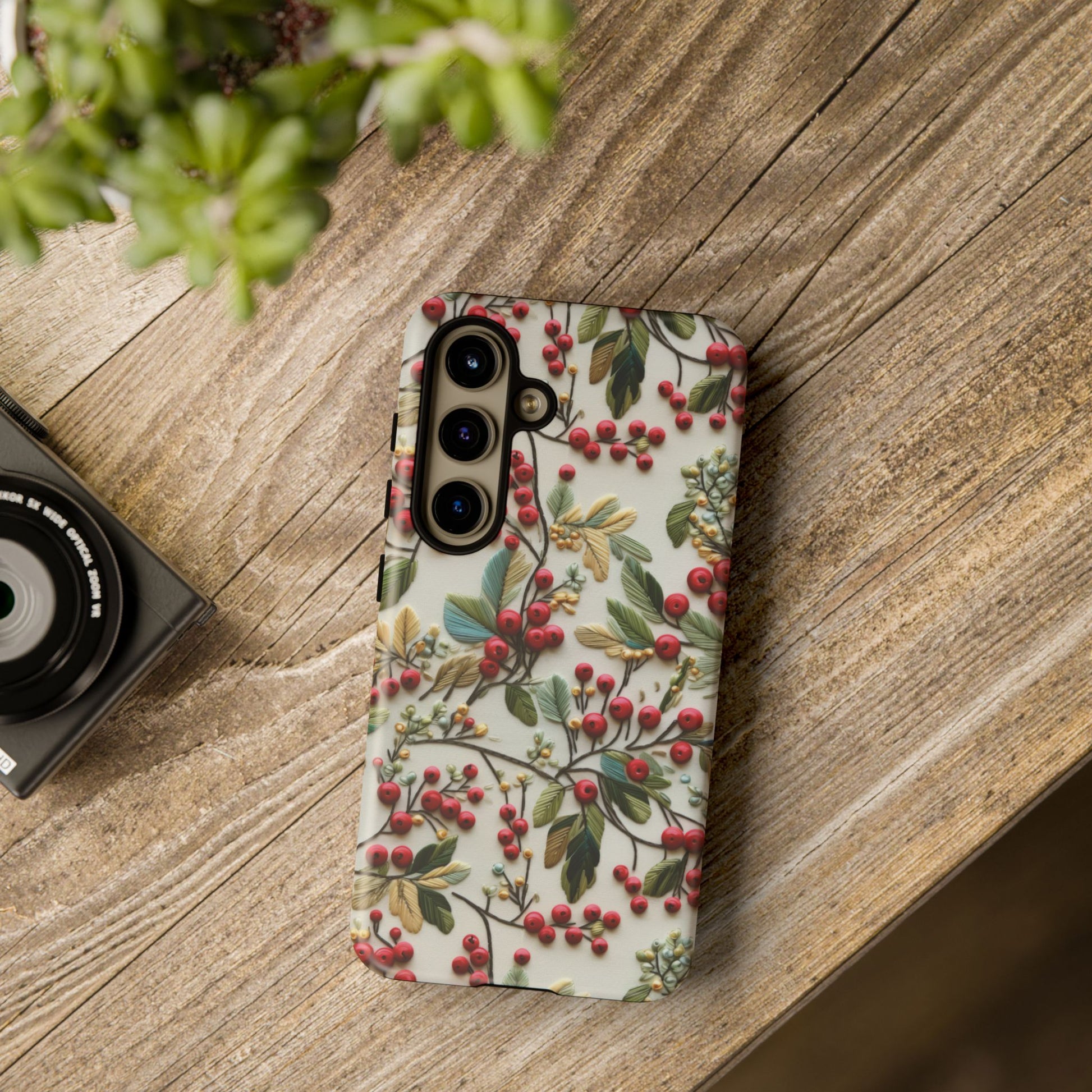 Holly Christmas Wildflowers Boho Chic Design Phone Case - Stylish, Protective Cover for All Models Gift for Mom Accessory Gift for Her