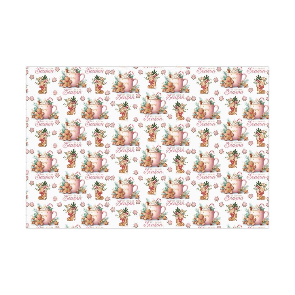 Enchanting Gingerbread with Hot Chocolate Season Pink Wrapping Paper | Festive & Cozy Holiday Gift Wrap | Perfect for Christmas Presents, Seasonal Celebrations, and Winter Wonderland Themes Christmas - MRSBYVALLE