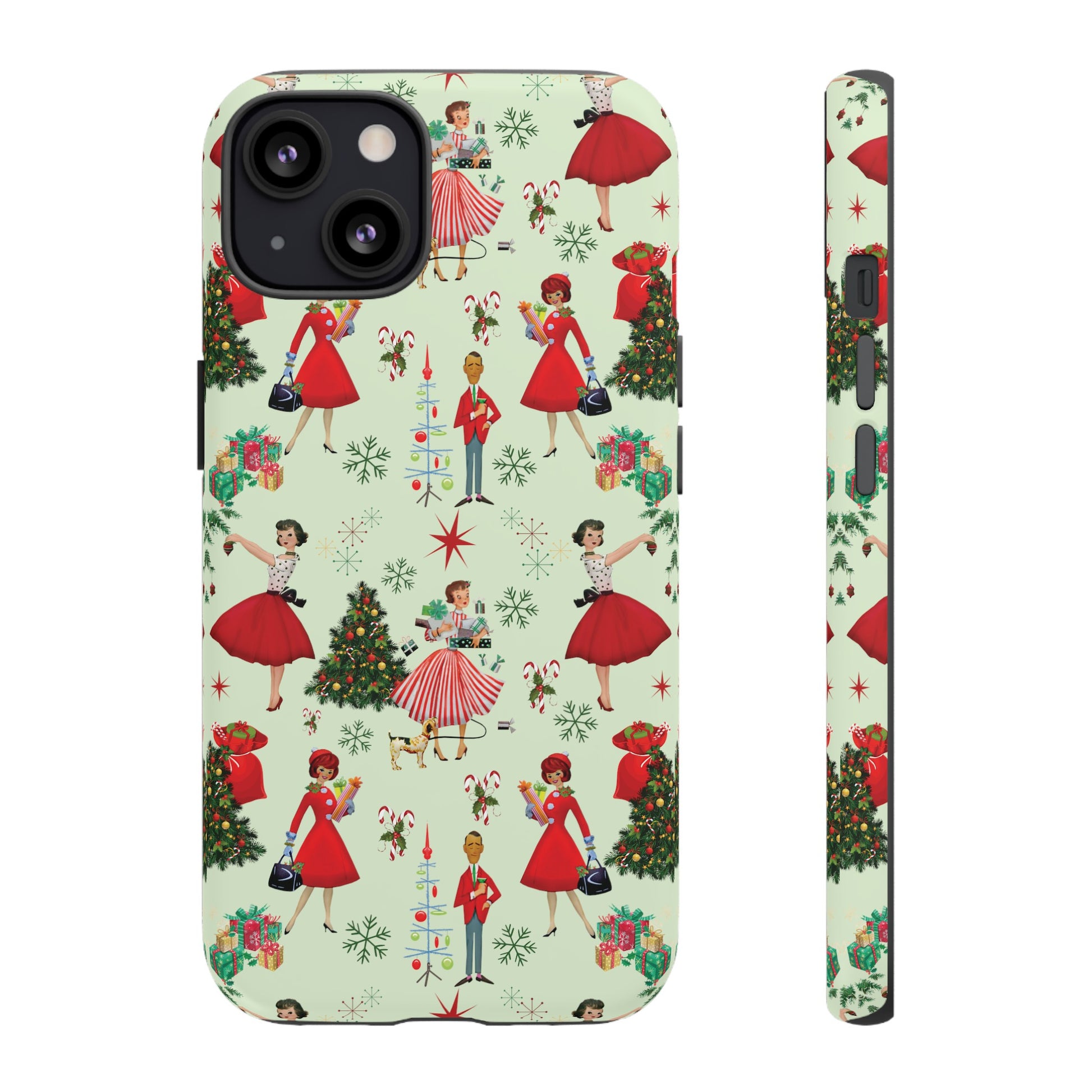 1950s Vintage Phone Case - Retro Christmas Design | Unique Holiday Protection for Your Device | Stylish & Durable Cover Gift for Her Phone 15, Samsung iPhone Samsung Accessory Gift for Her