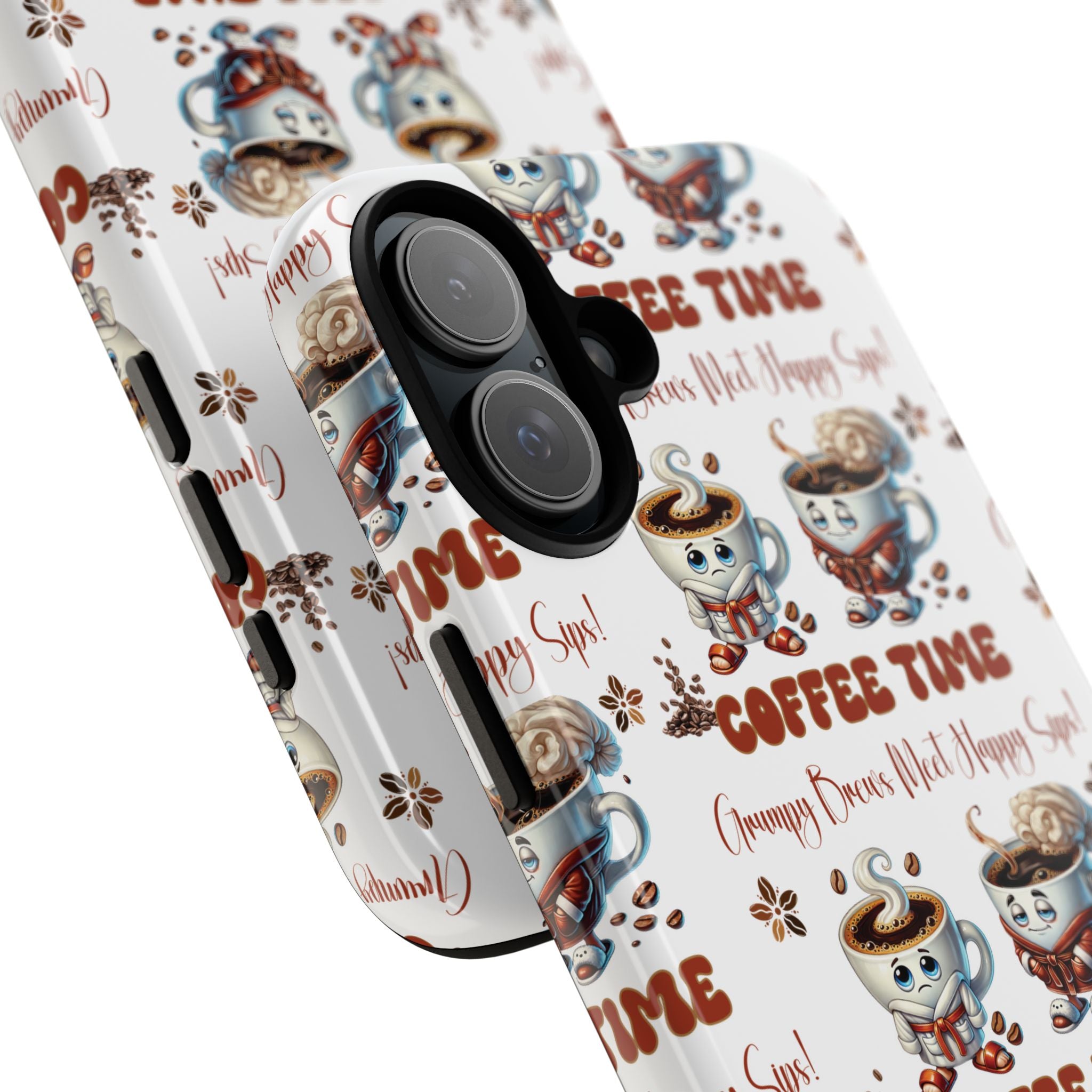 Grumpy Brews Meet Happy Sips Phone Case Compatible with iPhone, Samsung & Pixel | Fun, Durable Protection for Coffee Lovers | Unique Design, Shockproof & Scratch-Resistant Perfect for Coffee Lover