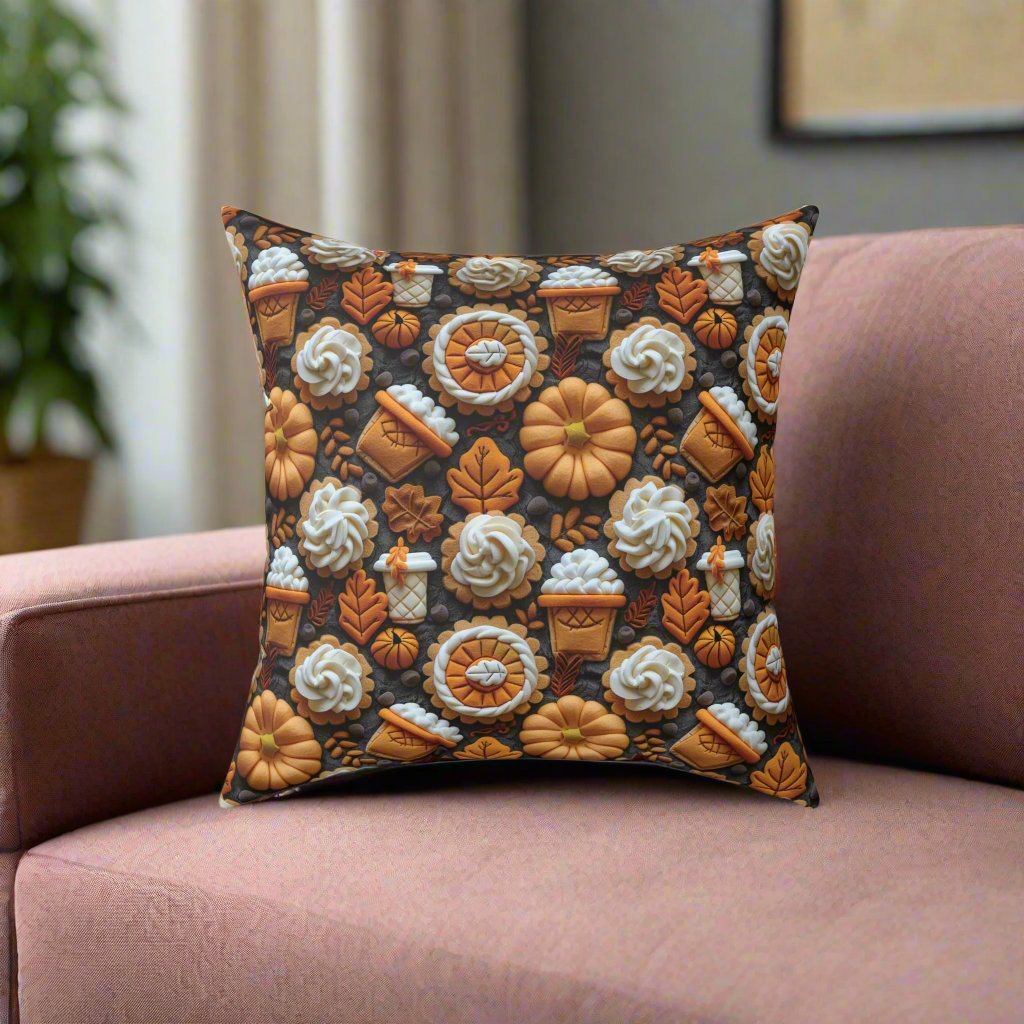 Pumpkin Spice Boho Fall 3D Illusion Square Pillow Cozy Autumn Decorative Accent for Home Decor | Soft, Stylish Throw Pillow for Couch, Bed, or Chair Home Decor Bridal Shower - MRSBYVALLE