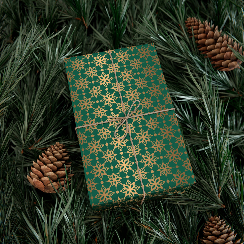 Elegant Luxuries Emerald Green Wrapping Paper with Gold Accents Perfect for Christmas Gifts, Weddings, & Special Occasions – Premium Quality Gift Wrap for Luxurious Presentation - MRSBYVALLE