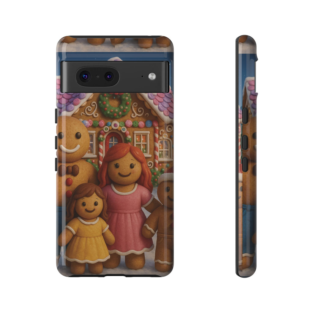 Coque de téléphone esthétique Famille en Pain d'Épices – Design d'inspiration vintage sur le thème de Noël – Étui stylé pour modèles iPhone et Samsung Galaxy