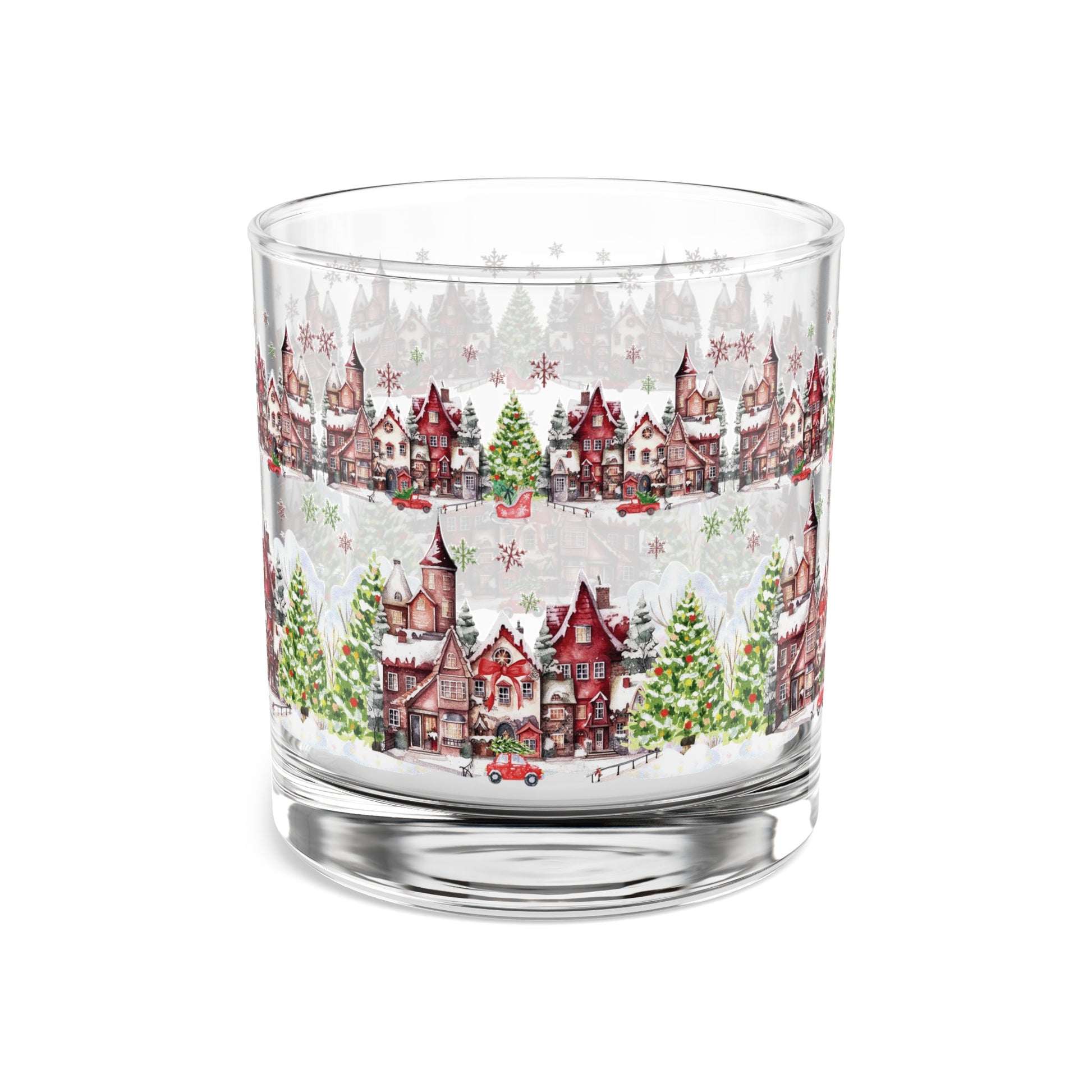 Village Glass Vintage Christmas Rocks Glass, 10oz Festive Holiday Drinkware with Classic Design, Perfect for Cocktails and Spirits, Ideal Gift for Christmas Celebrations and Home Décor - MRSBYVALLE