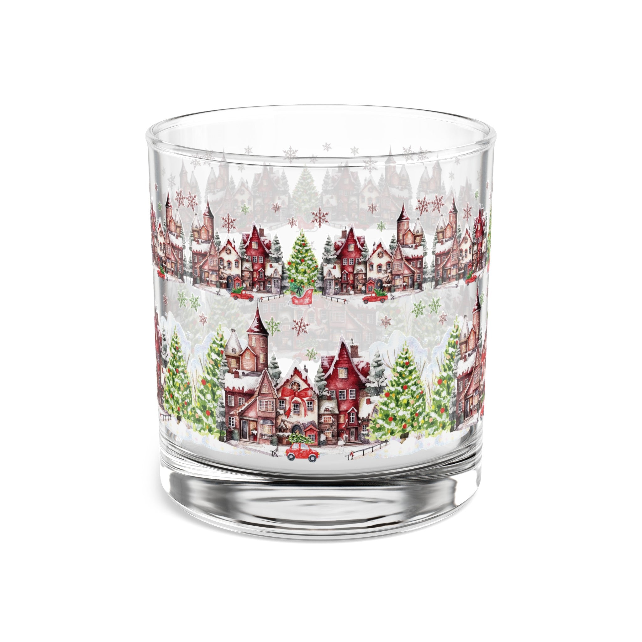 Village Glass Vintage Christmas Rocks Glass, 10oz Festive Holiday Drinkware with Classic Design, Perfect for Cocktails and Spirits, Ideal Gift for Christmas Celebrations and Home Décor - MRSBYVALLE