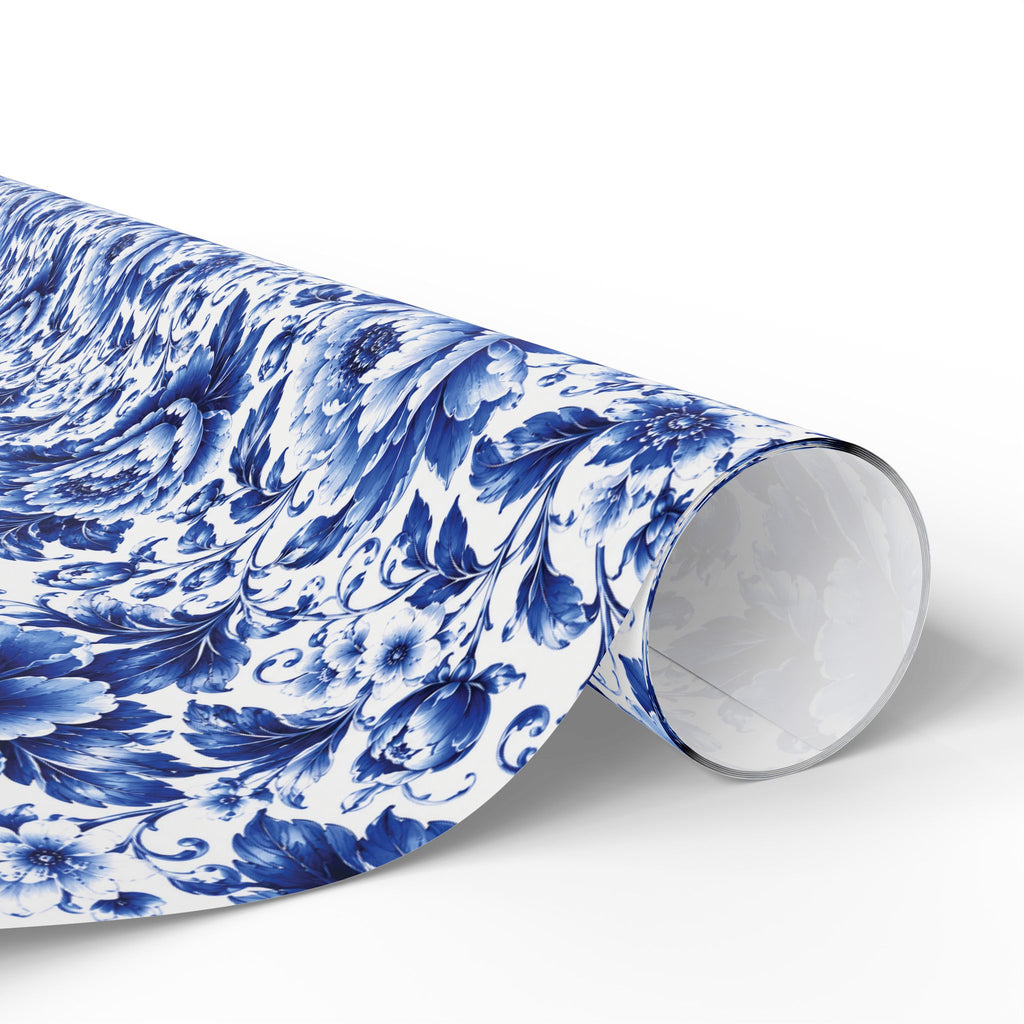 Blue & White Chinoiserie Peony Floral Luxury Gift Wrapping Paper Elegant Gift Wrap for Weddings & Holidays