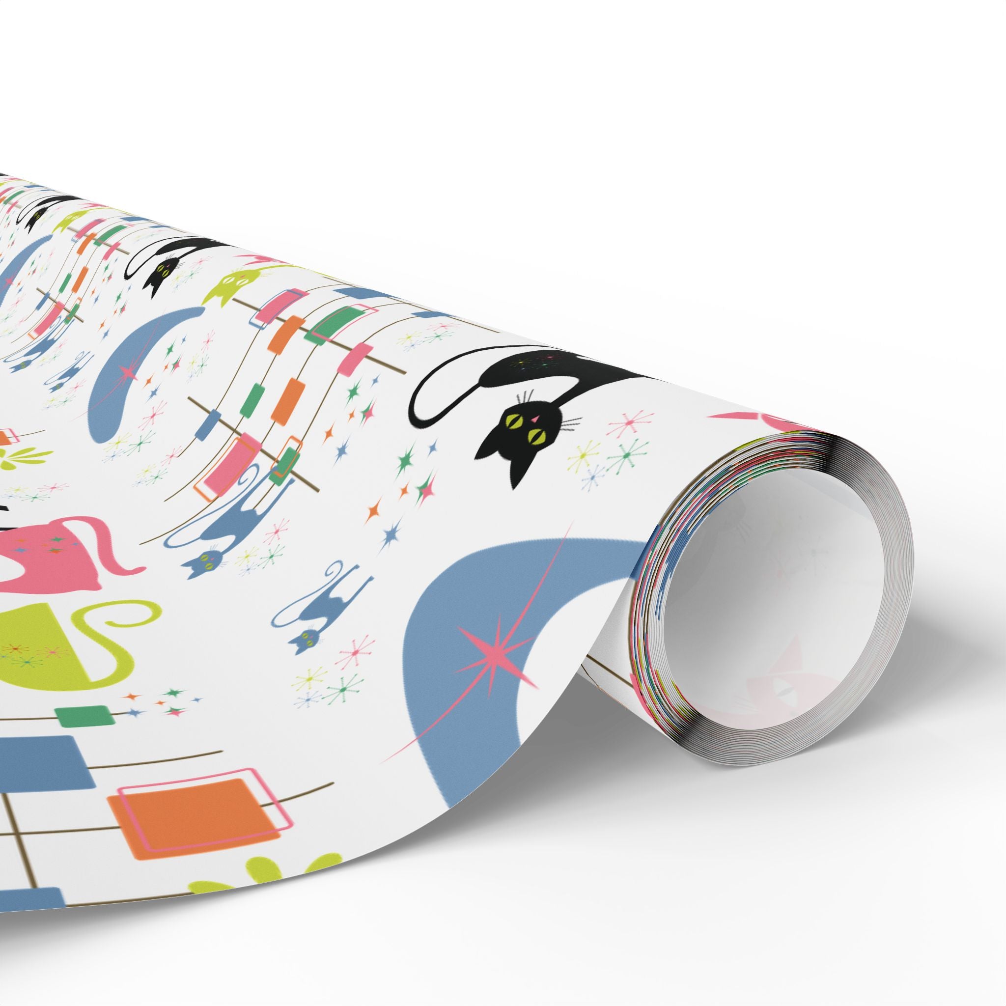 Atomic Kitty Retro Wrapping Paper — Retro Cat Gift Wrap