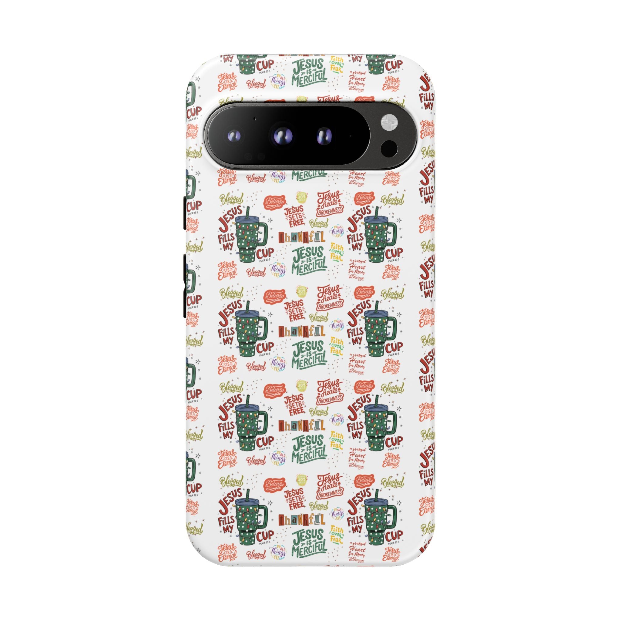 Jesus Fill My Cup Phone Case Cute Floral Design in Red, Pink, Blue – Aesthetic Protective Case for iPhone and  Android