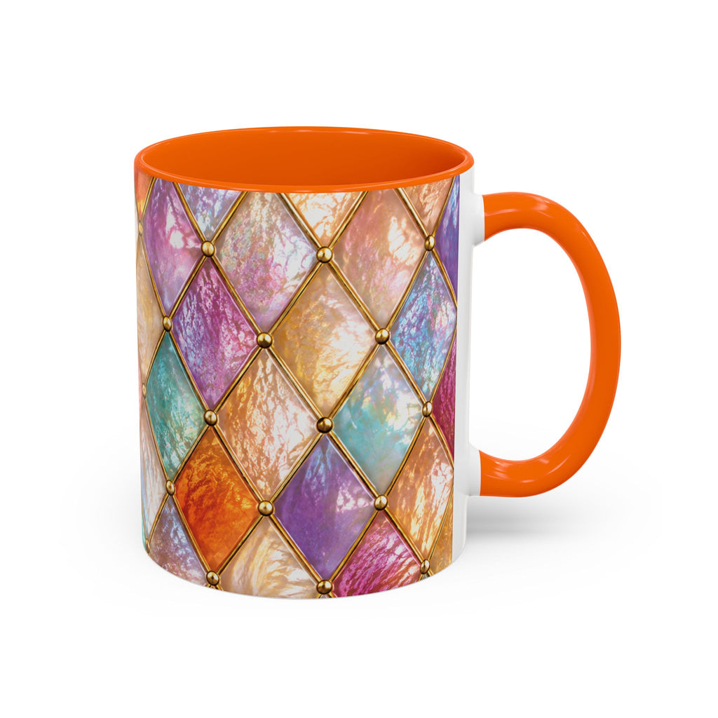 Colorful Jewel-Quilt Accent Coffee Mug — Vibrant Stained-Glass Pattern (11/15oz) Gift for her