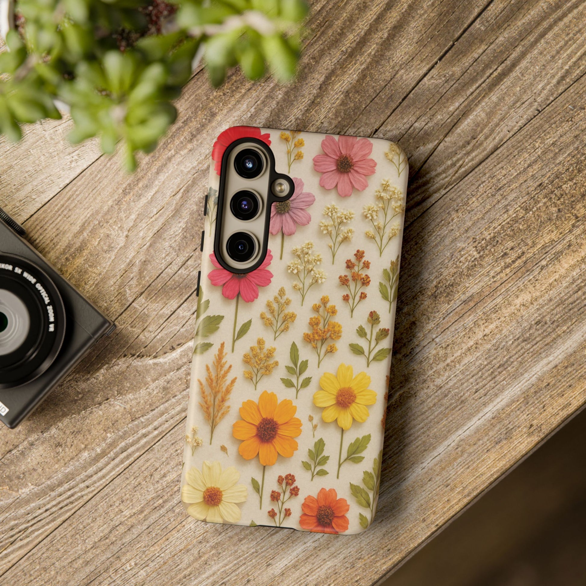 Dried Flowers Illusion Phone Case – Realistic Botanical Aesthetic, Colorful Pressed Floral Art, Trendy Nature-Inspired Protective Cover  iPhone & Samsung Models