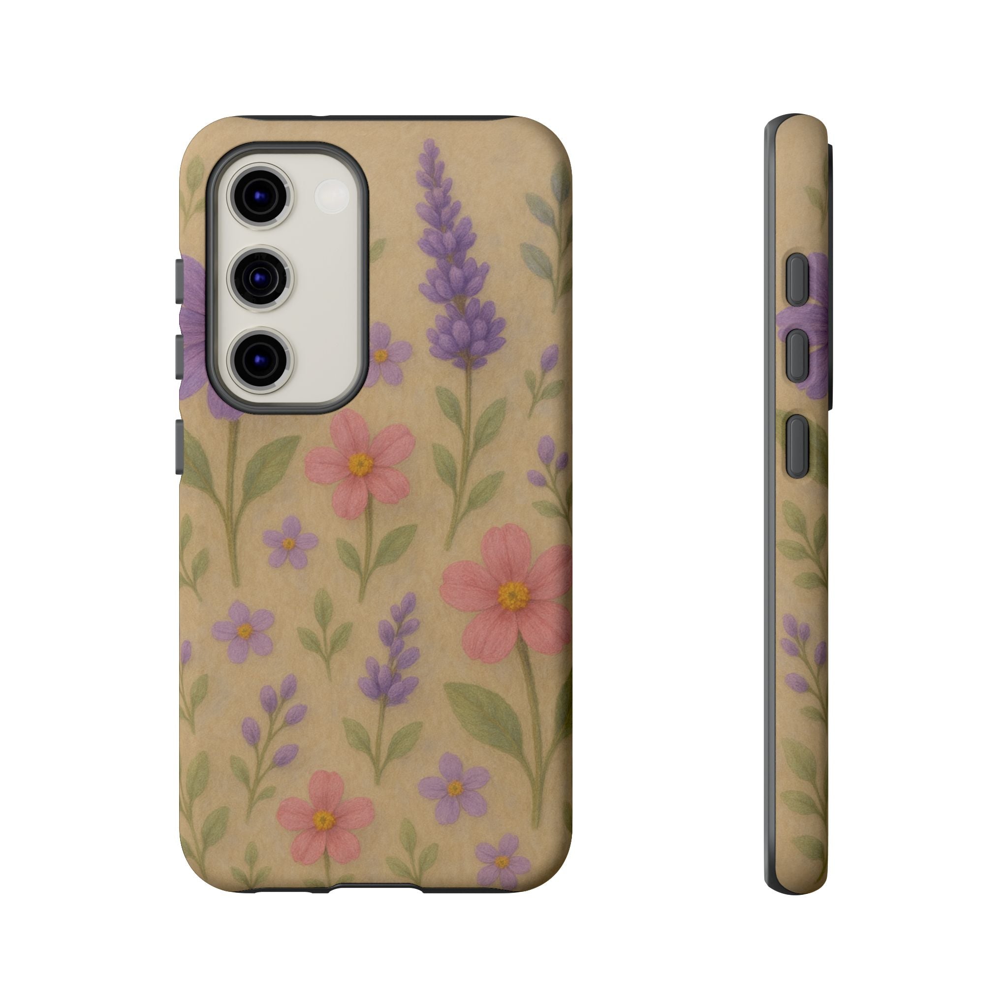 3D Illusion Wildflower Phone Case Cute Pastel Floral Design in Lavender, Pink, Mint Green – Aesthetic Protective Case for iPhone and  Android