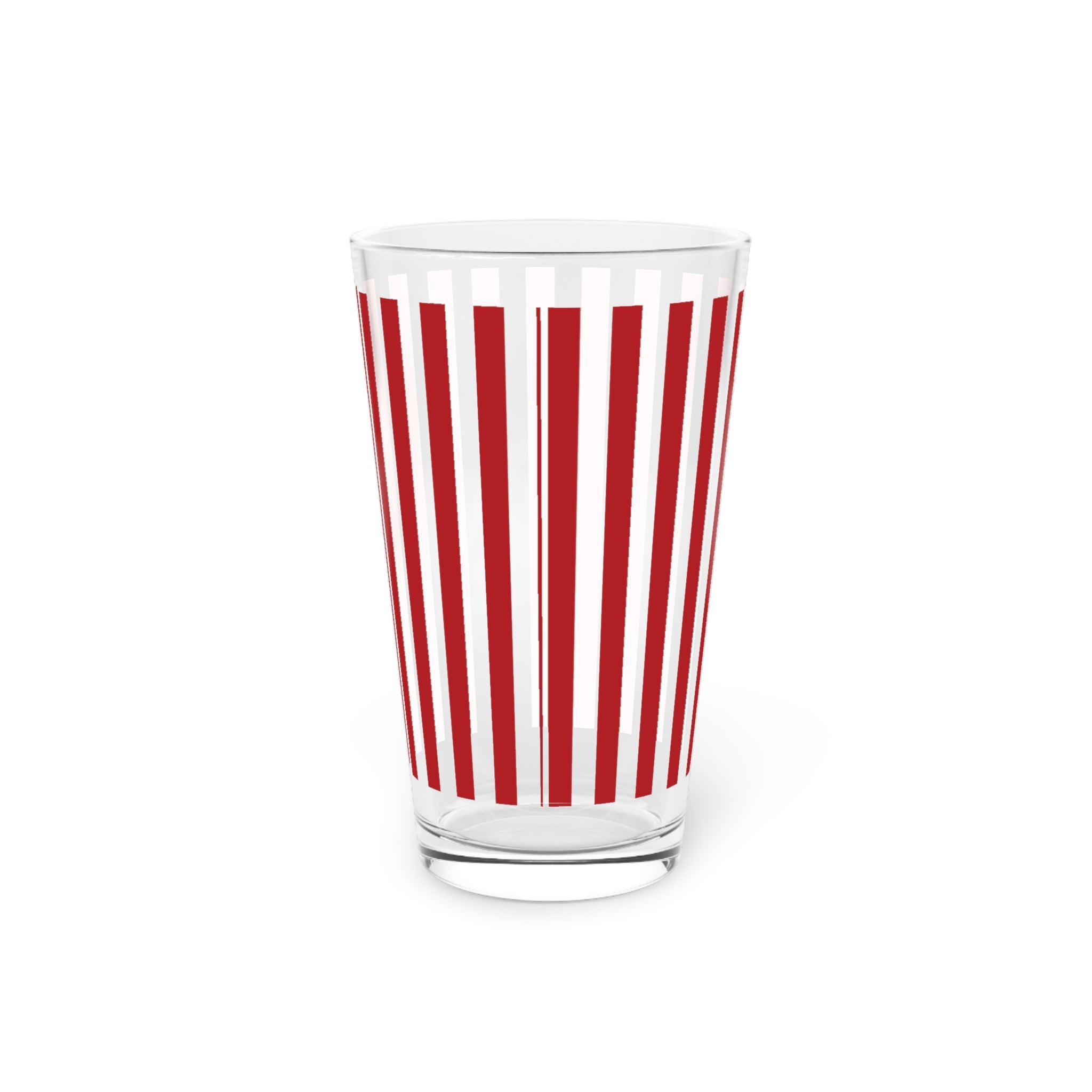 Red Stripes 16oz Pint Glass Stylish Drinkware for Home Bar, Sleek Striped Design, Durable Glass, Perfect Gift for Beer Lovers, Cocktail Enthusiasts, or Everyday Use!Perfect for Parties - MRSBYVALLE