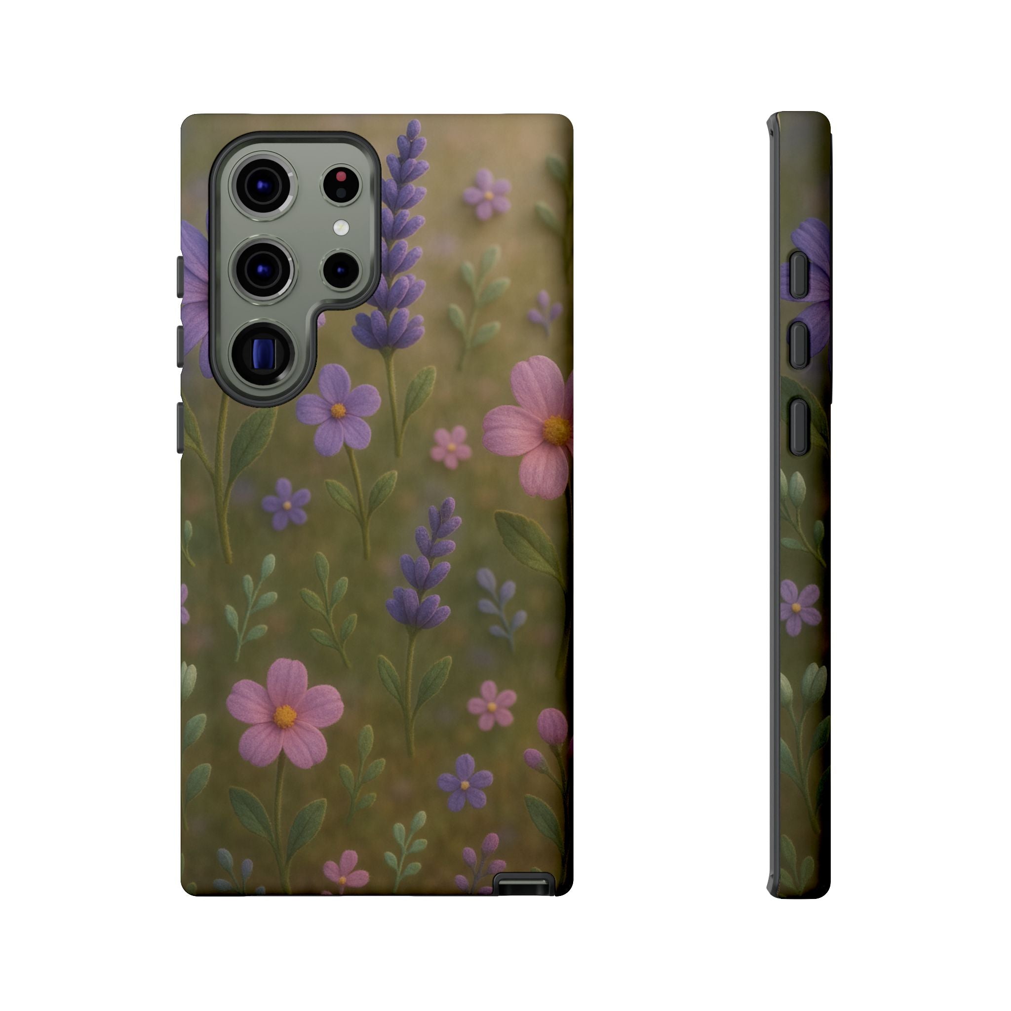 Pastel Flowers 3D Illusion Wildflower Phone Case Cute Pastel Floral Design in Lavender, Pink, Mint Green Aesthetic Protective Case for iPhone and  Android