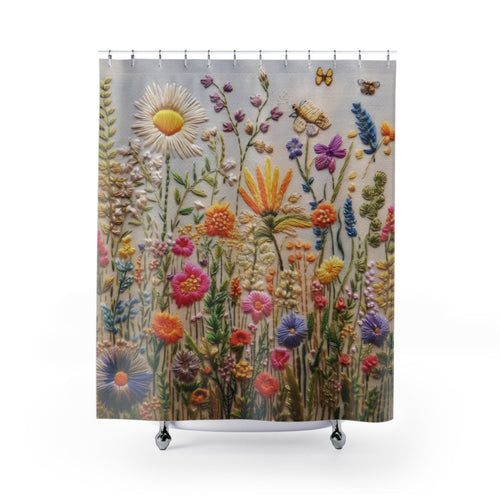 New House Boho Wildflowers Shower Curtain Stylish Bathroom Decor, Perfect for a Fresh, Elegant Look and Durable for a Fresh, Stylish Wedding Gift for Mom Bridal Shower Gift Newlywed - MRSBYVALLE