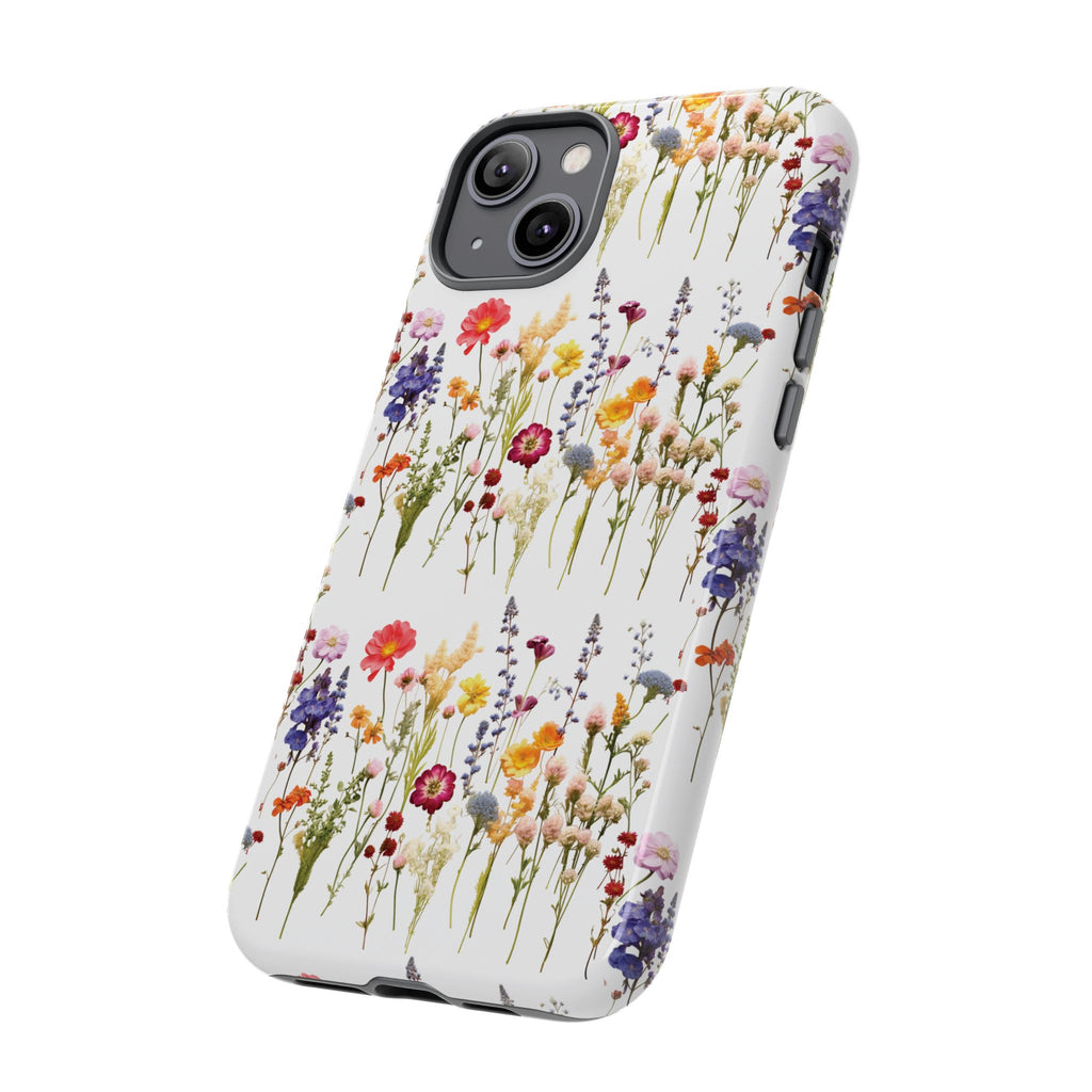 White Best Phone Case Press Flowers Floral 3D Illusion Luxury Tough Case Floral Elegant Durable Stylish for Modern Devices iPhone 17, 16, 15, Samsung iPhone Samsung Accessory Gift for Her