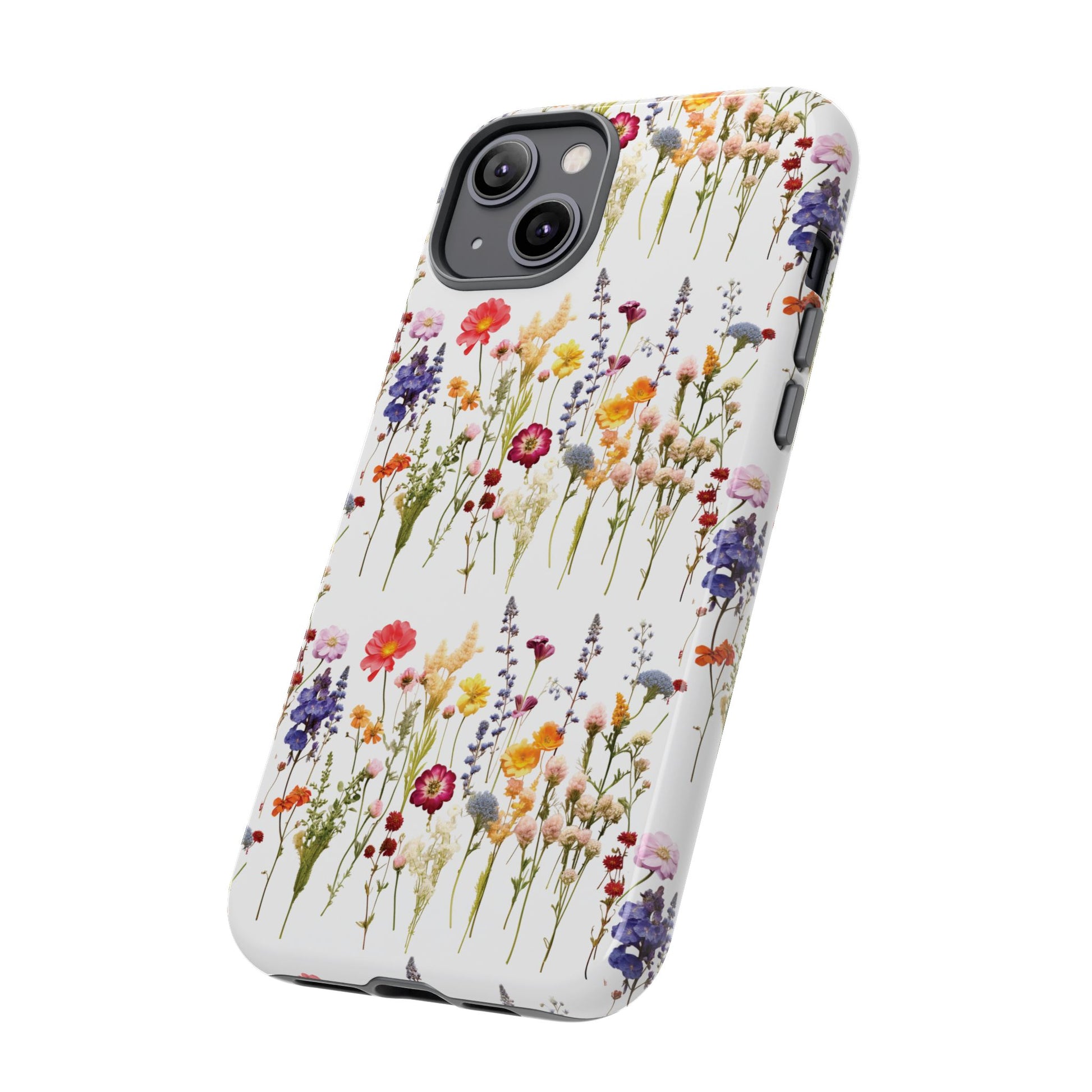 White Best Phone Case Press Flowers Floral 3D Illusion Luxury Tough Case Floral Elegant Durable Stylish for Modern Devices iPhone 17, 16, 15, Samsung iPhone Samsung Accessory Gift for Her