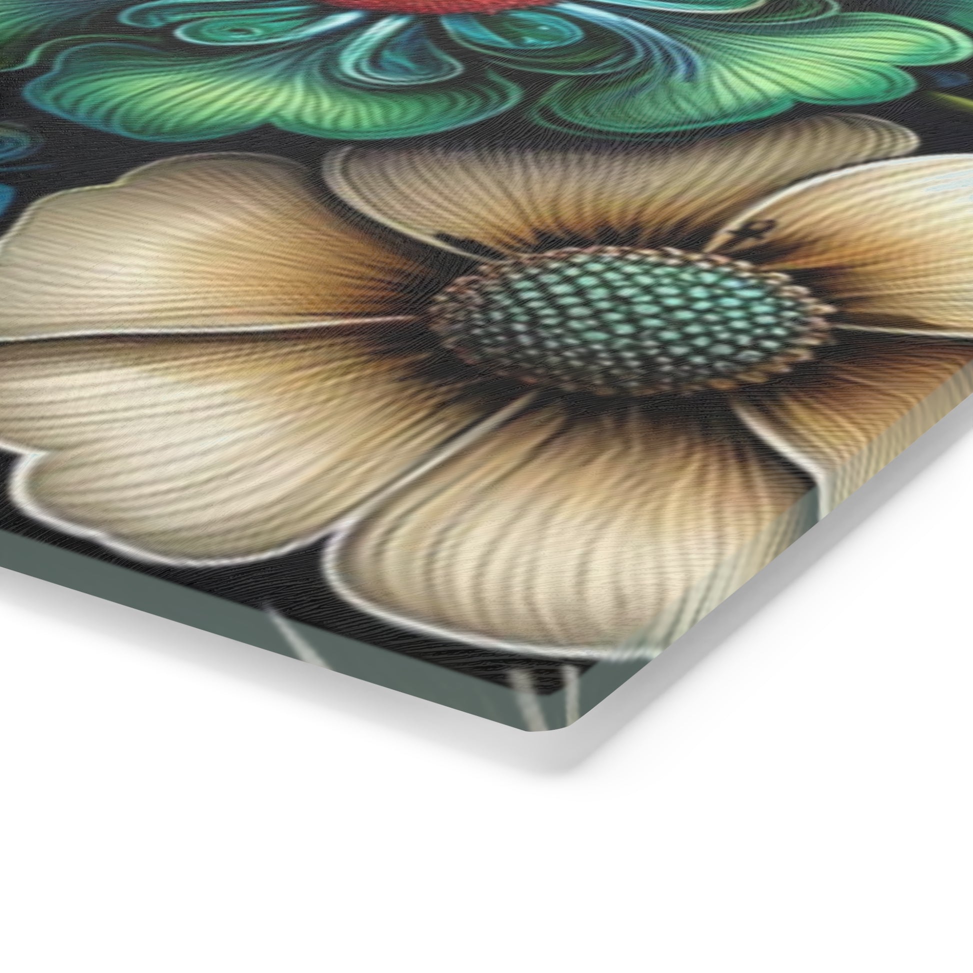 Cutting Board Bright Floral Tempered Glass Cutting Board Durable Kitchen Decor with Elegant Flower Design, Housewarming, New House Gift - MRSBYVALLE