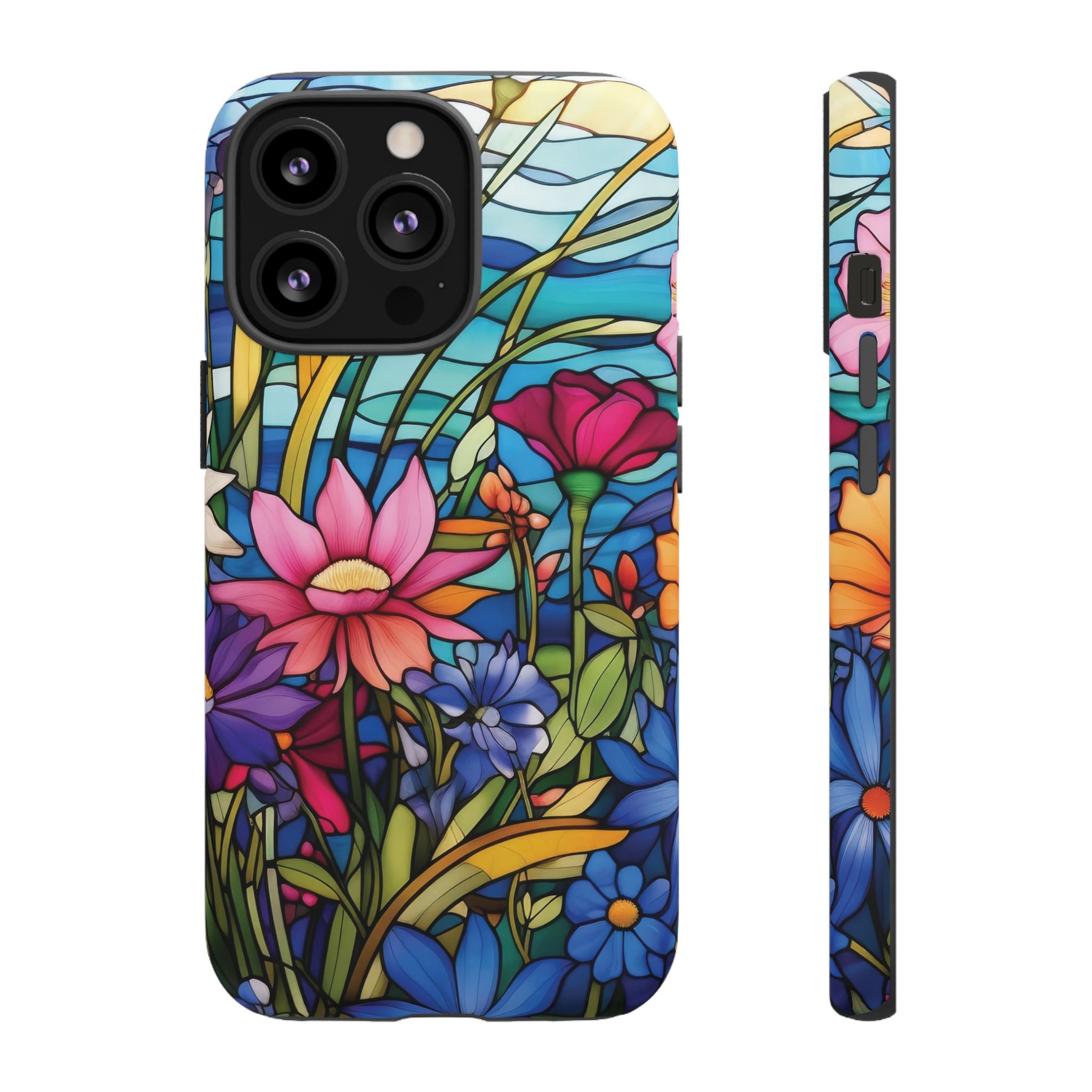 Wildflowers Stain Glass Illusion Phone Case Unique Holiday Protection for Your Device | Stylish & Durable Cover Gift for Her Phone 15, Samsung iPhone Samsung Accessory Gift for Her