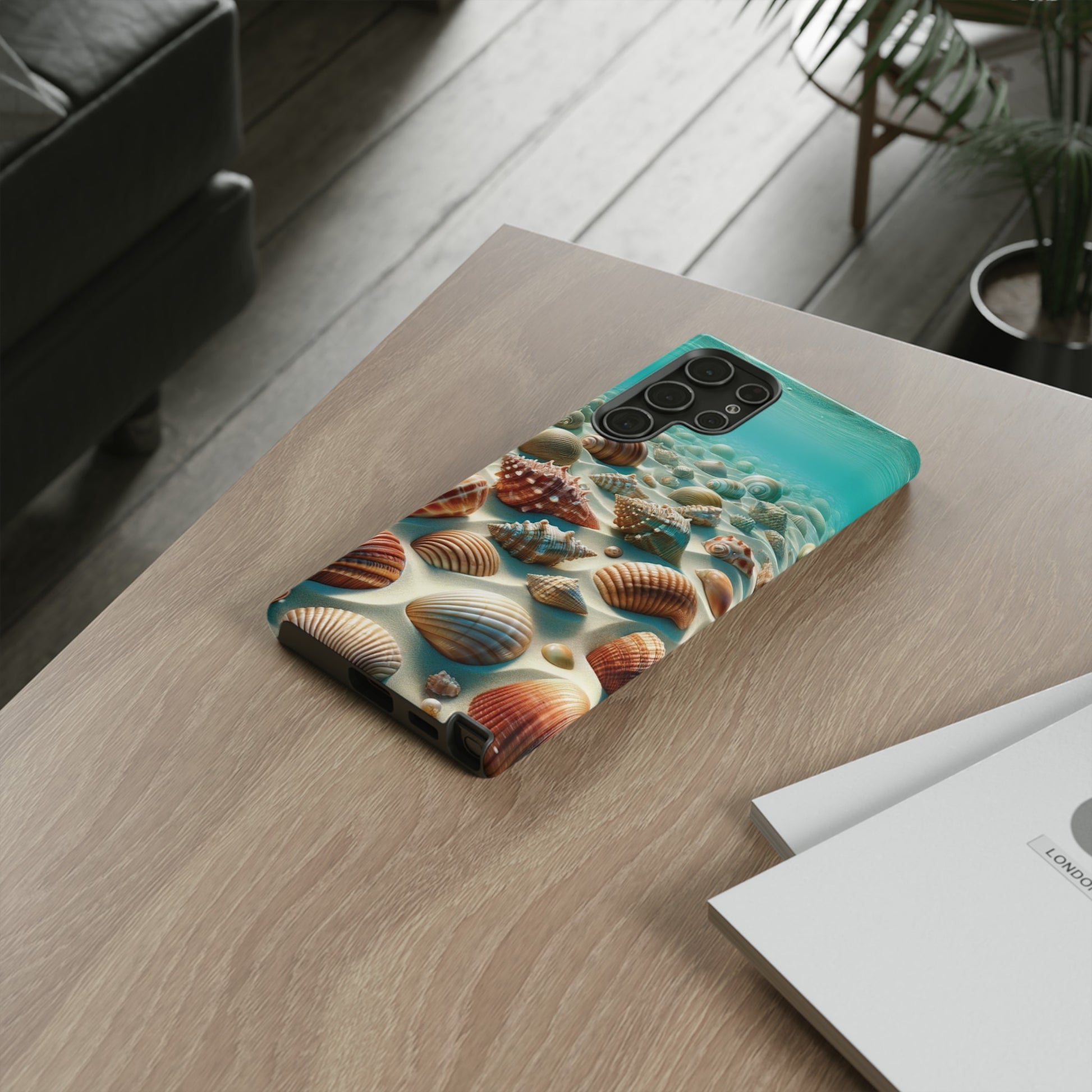 Plush Ocean Bliss Turquoise Seashell Ocean Beach View Protective Phone Case Gift for Her Phone 15, Samsung iPhone Samsung Gift for Her Case iPhone 15, Samsung iPhone Samsung Accessory Gift for Her.