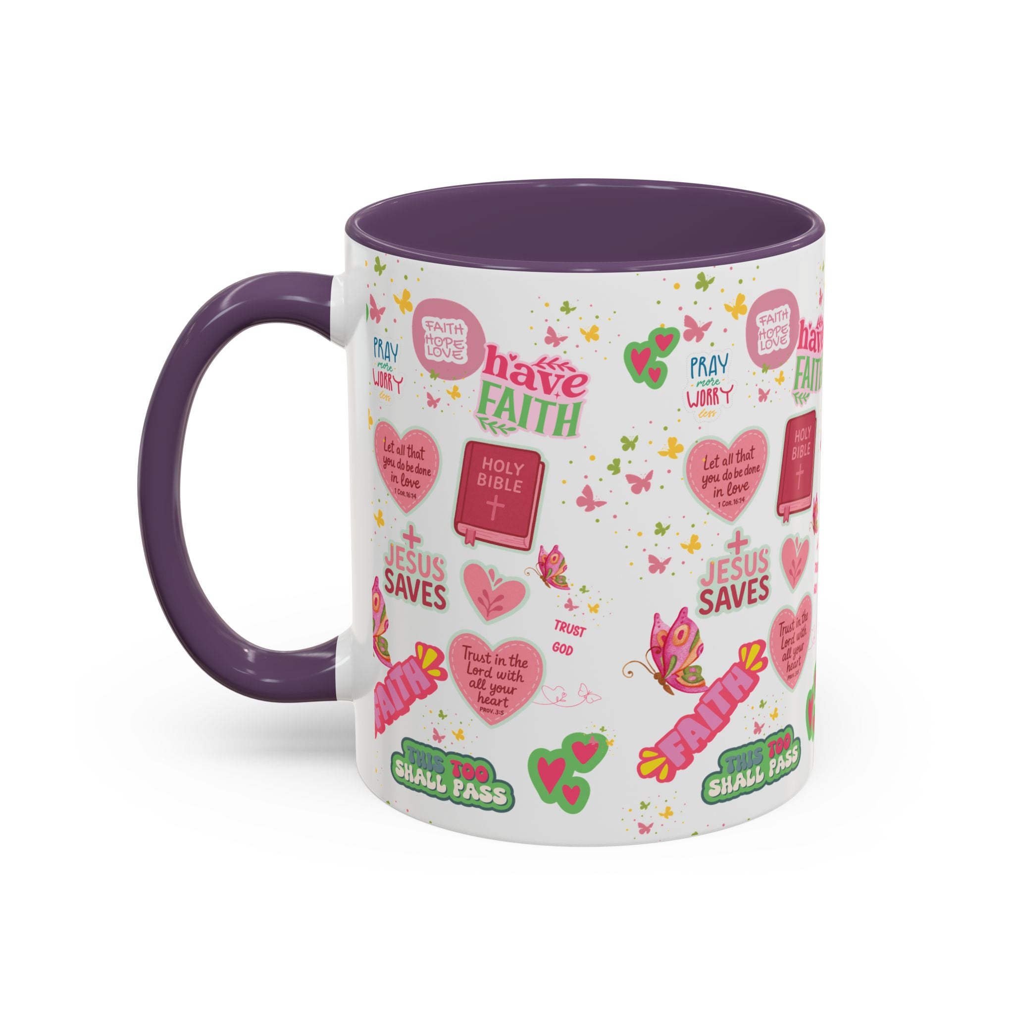 Commencez votre journée avec la foi | Mug chrétien avec verset biblique | Cadeau inspirant pour chrétiens | Mug à café en céramique 325 ml et 443 ml Matins de printemps douillets
