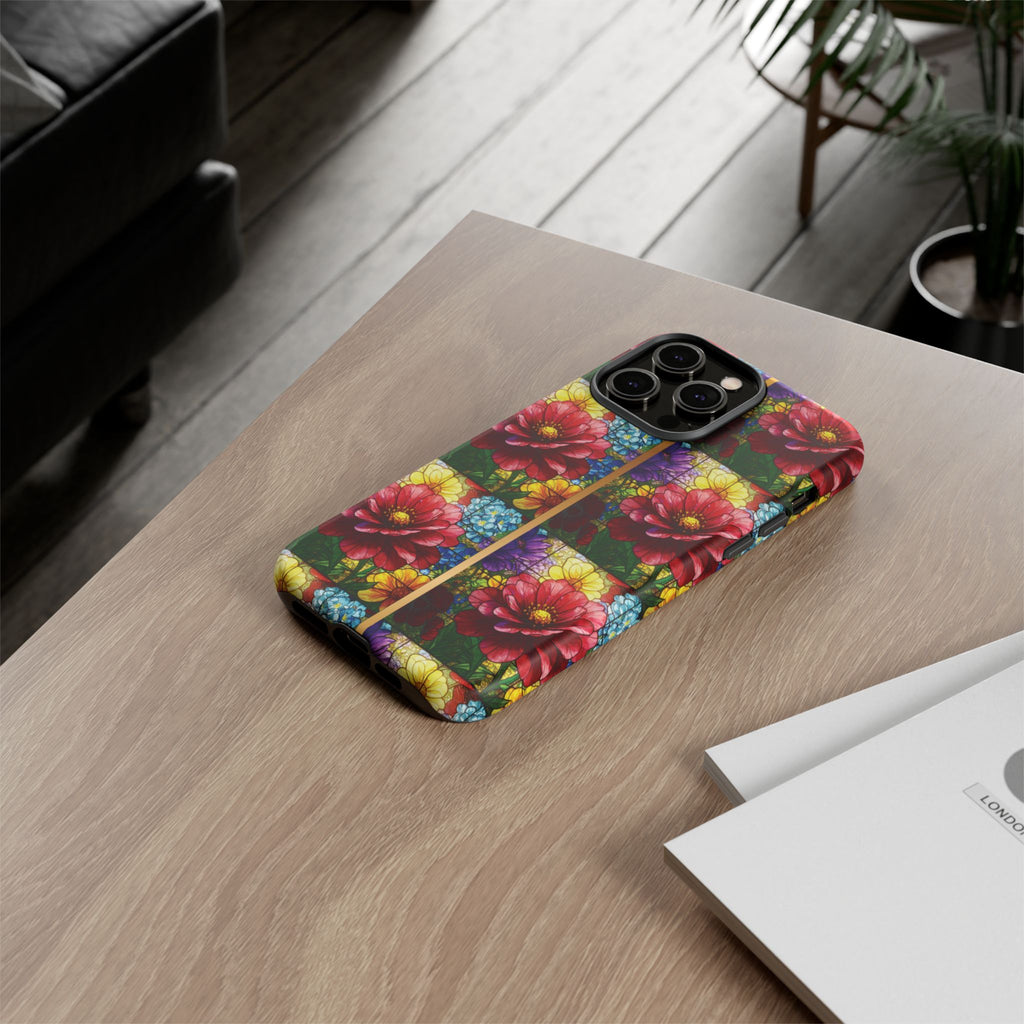 Stained Glass Illusion Floral Phone Case  3D Colorful Flower Design, Protective Christian Gift, Fits iPhone, Samsung, Google Pixel