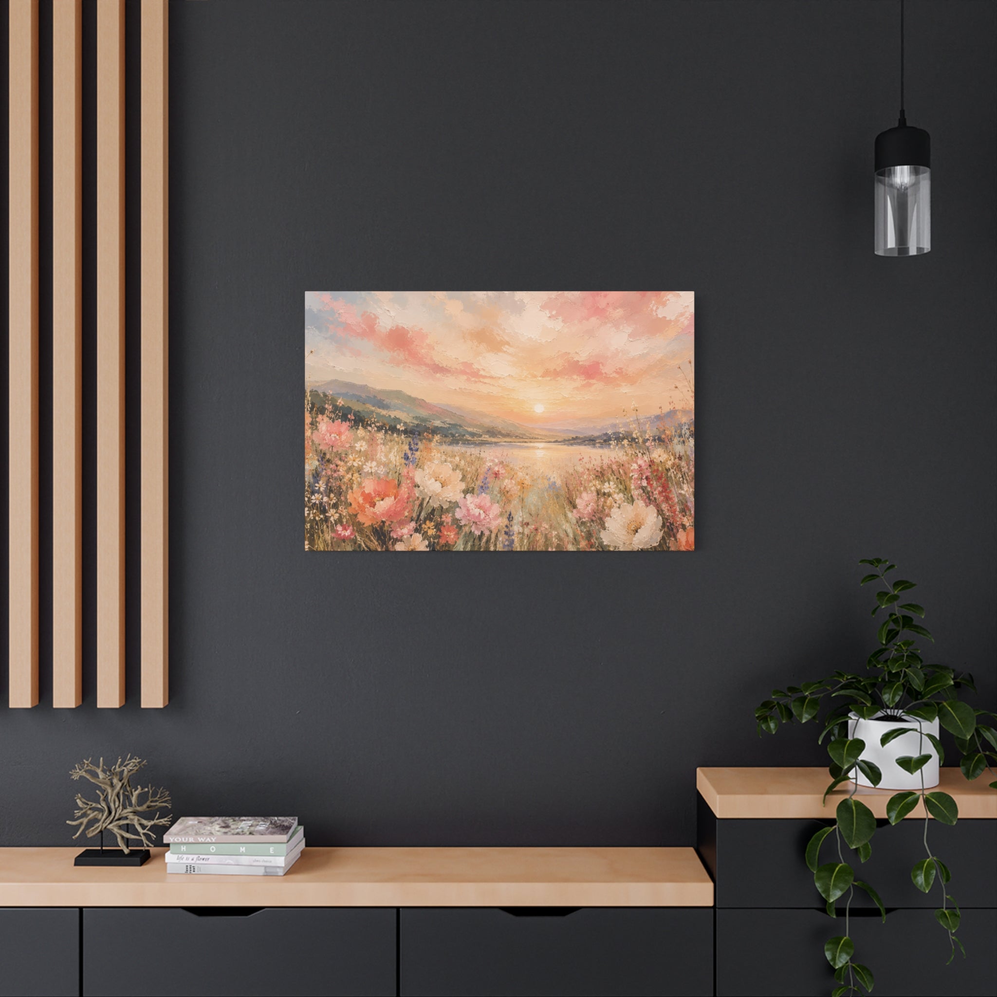 Where Heaven Meets the Meadow Luxury Wildflower Landscape Canvas Wall Art Large Modern Floral Meadow Painting for Living Room  Bedroom Decor