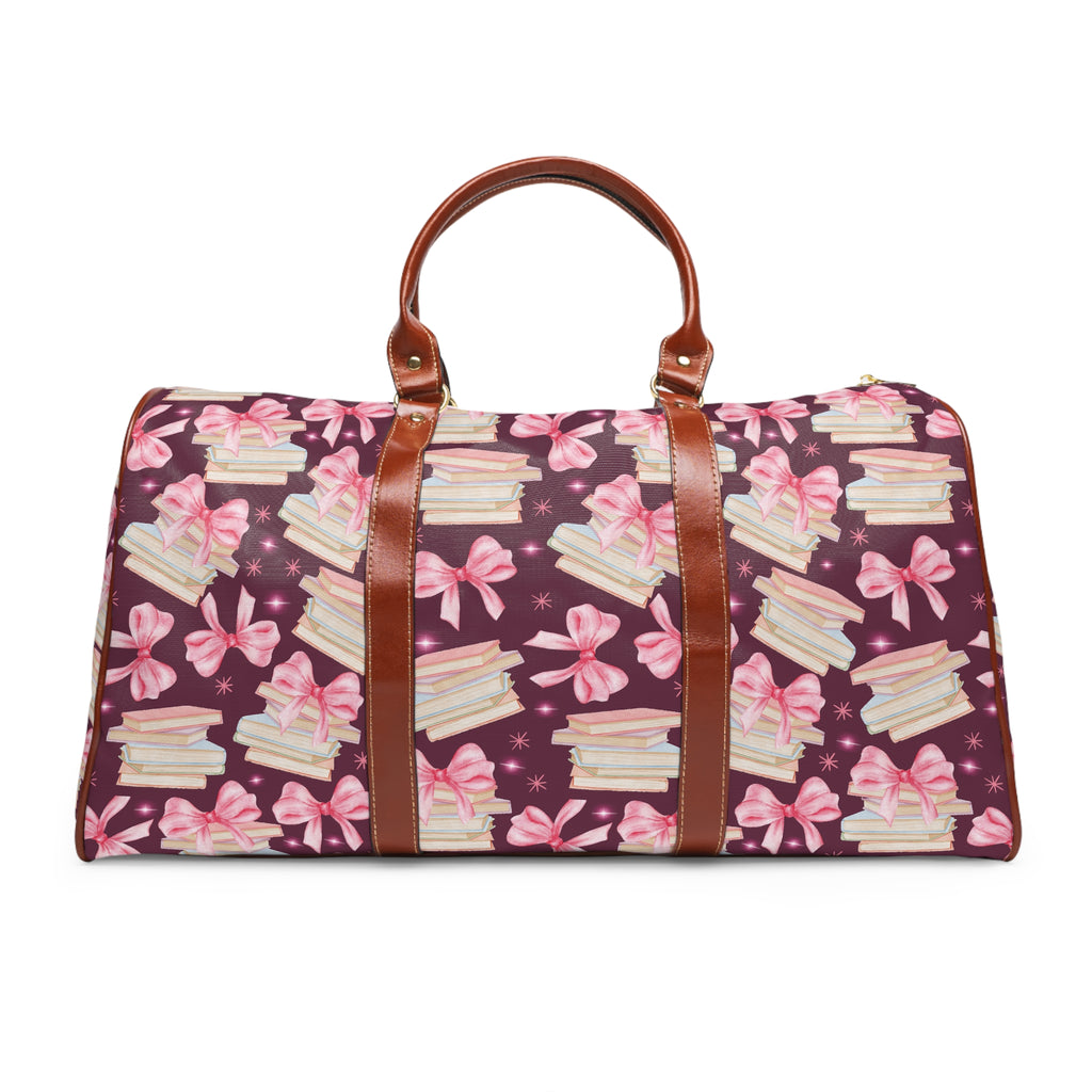 Coquette Pink Bows & Books Plum Stylish Waterproof Travel Bag Fall Amethyst, White Durable Versatile for Travel, Gym, and Everyday Adventures | Shop the Perfect All-Season Bag Perfect for Adventurers - MRSBYVALLE