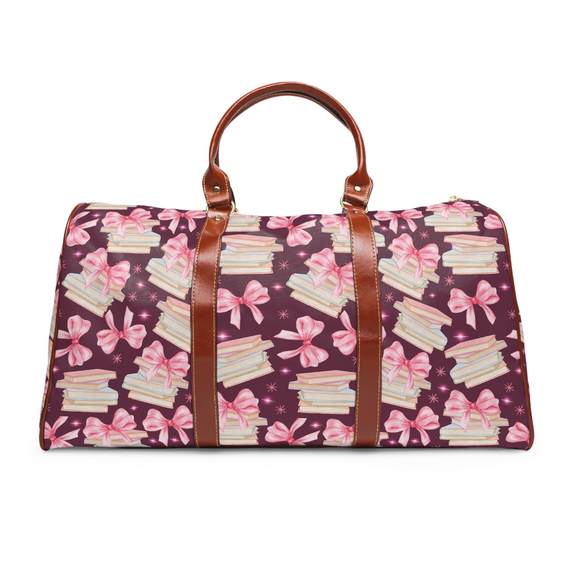 Coquette Pink Bows & Books Plum Stylish Waterproof Travel Bag Fall Amethyst, White Durable Versatile for Travel, Gym, and Everyday Adventures | Shop the Perfect All-Season Bag Perfect for Adventurers - MRSBYVALLE